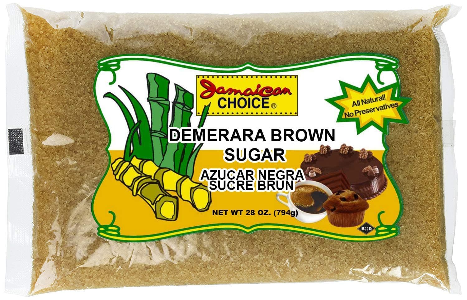 Demerara Sugar (1.75 lb) Raw Brown Sugar, Product of Mauritius | 28 oz