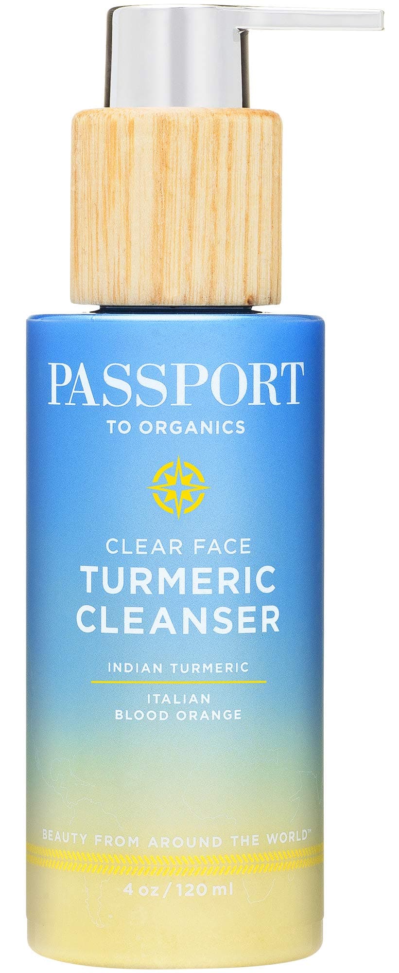 Passport to Organics Clear Face Turmeric Cream Cleanser - Gentle, Everyday Face Wash with Turmeric, Olive Oil and Aloe Vera - Moisturizing Face Wash with Antioxidants for Anti-Aging - 4oz.