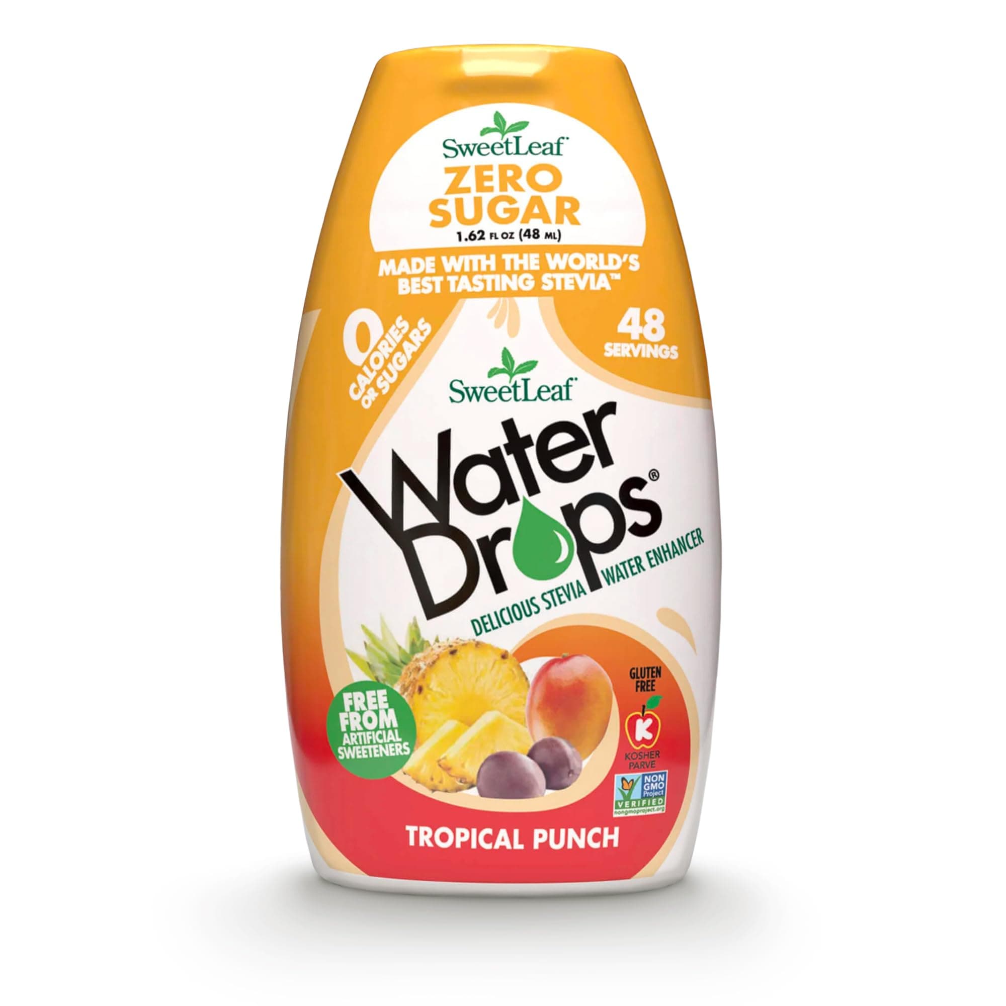 SweetLeaf Water Flavoring Drops - Stevia Water Enhancer, Sugar Free, Zero Calorie Water Additive, Contains Monk Fruit Extract, Gluten Free, Keto Friendly - Tropical Punch, 1.62 Fl Oz (Pack of 1)