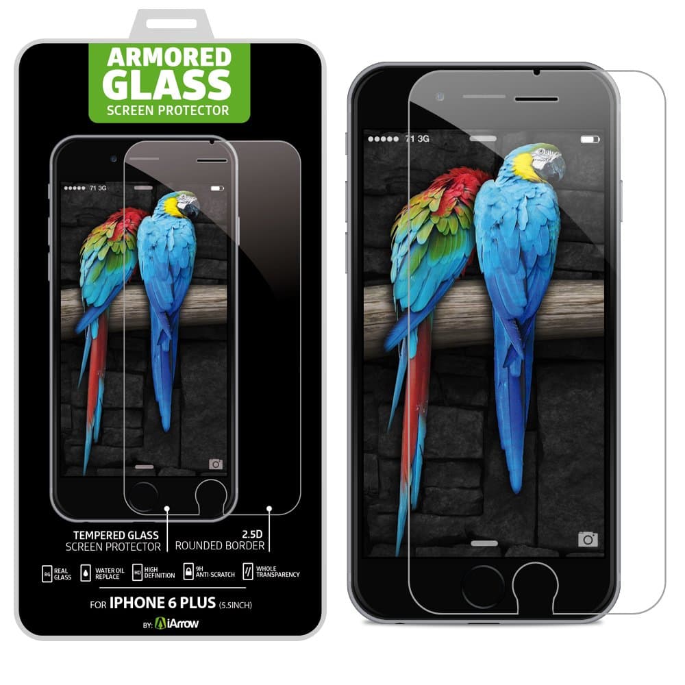 iPhone 6 Plus Screen Protector (5.5 inch ONLY) Tempered Glass - HD Crystal-Clear Ballistic Glass - Advanced Triple-Layer Design Delivers 99.99% Clarity and Touchscreen Accuracy!