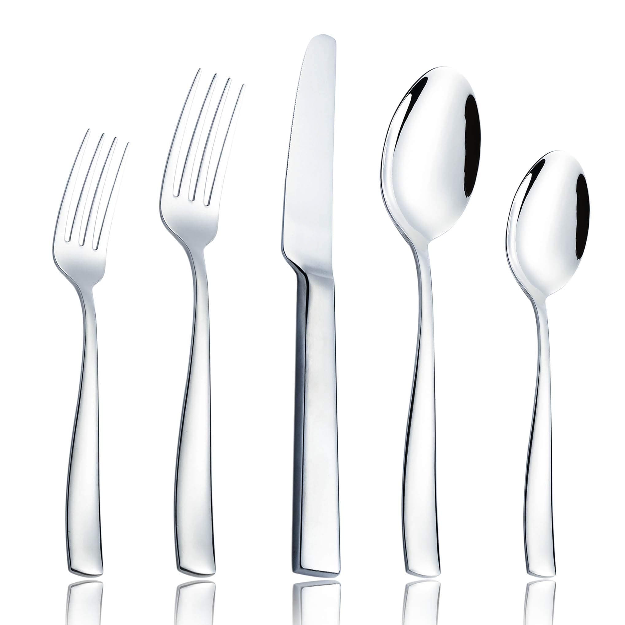 Silverware Set 20-Piece Flatware 18/8 Stainless Steel Cutlery Eating Utensils Forks Spoons Knives Sets, Mirror Polished Tableware Service for 4 Dishwasher Safe