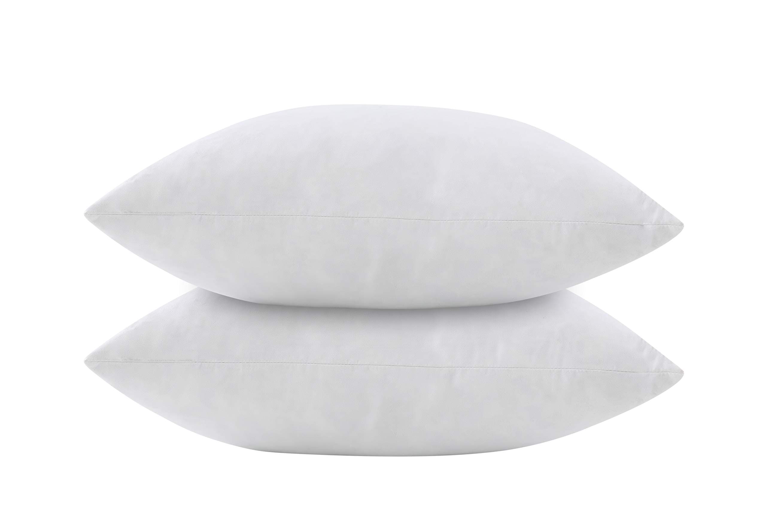 YUXINJIE Pack of 2 Duck Feather & Down Cushion Pad Inner Insert - 100% Cotton - 22x22 Inches - White