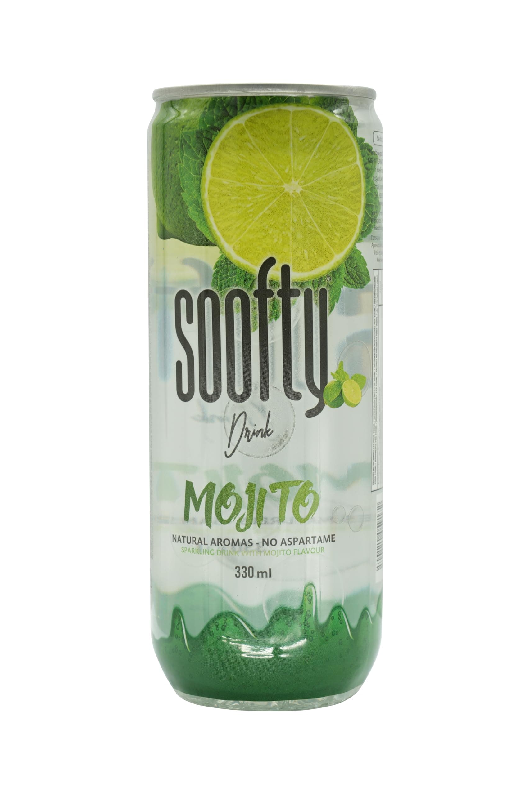 Mojito Flavor Drink 330ml – Sparkling Mint & Lime Beverage, Non-Alcoholic, Low-Calorie, No Aspartame, Vegan-Friendly, Imported from France