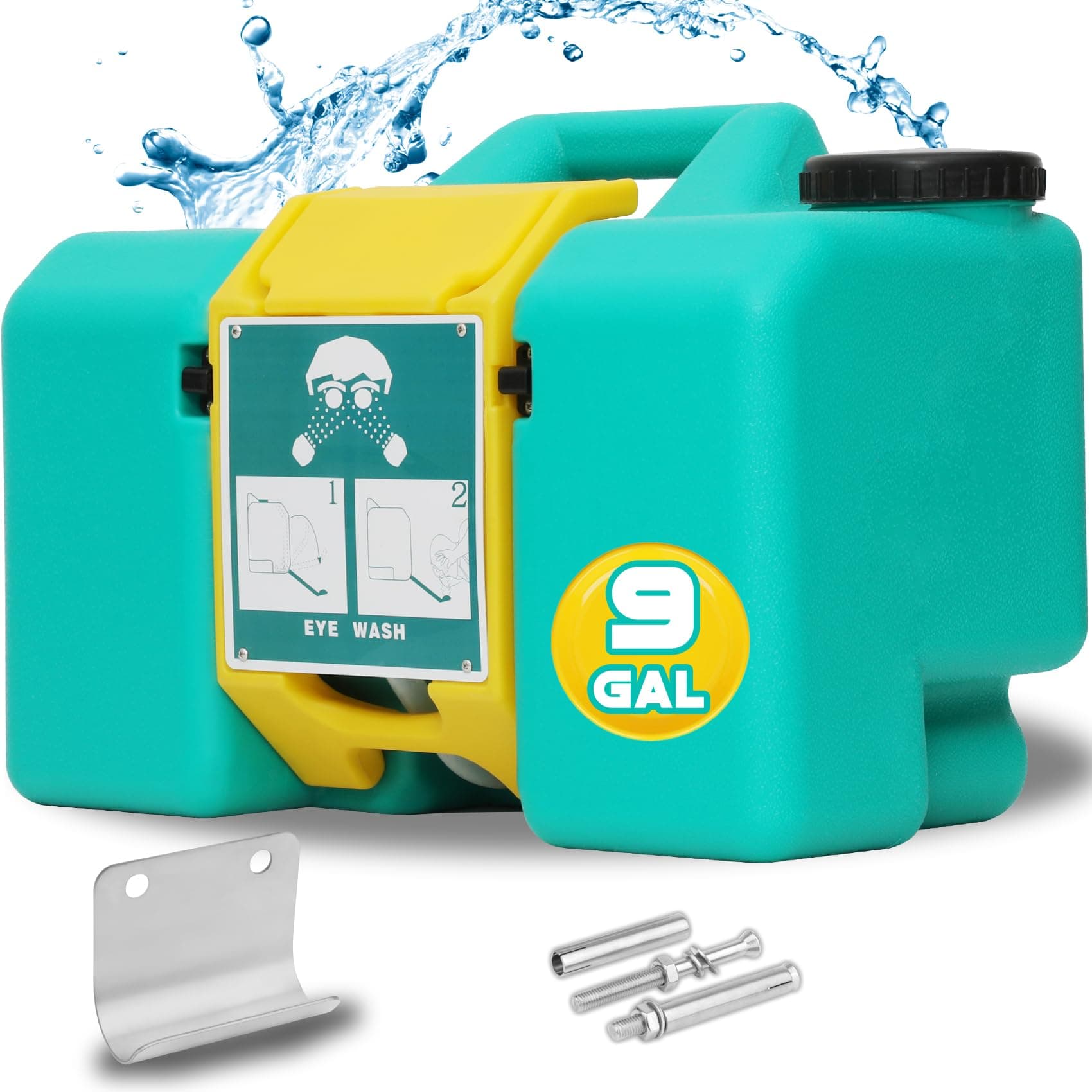 Magula 15min&9 Gallon Eye Wash Station OSHA Approved,Wall Mounted,Portable Eye Wash Units Meet OSHA Standard,Emergency Eye Wash Station Lasting for 15 Minutes,for Industrial Service Application