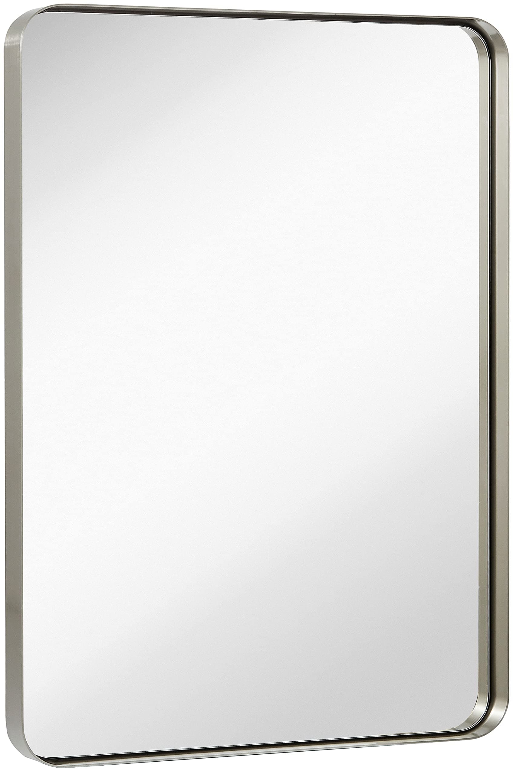 Hamilton Hills 24x36 inch Simple Modern Mirror - Brushed Rectangular Bathroom Mirror with Silver Frame - 2" Deep Set Design for Large Wall Mirrors for Vanity - Hangs Horizontal and Vertical