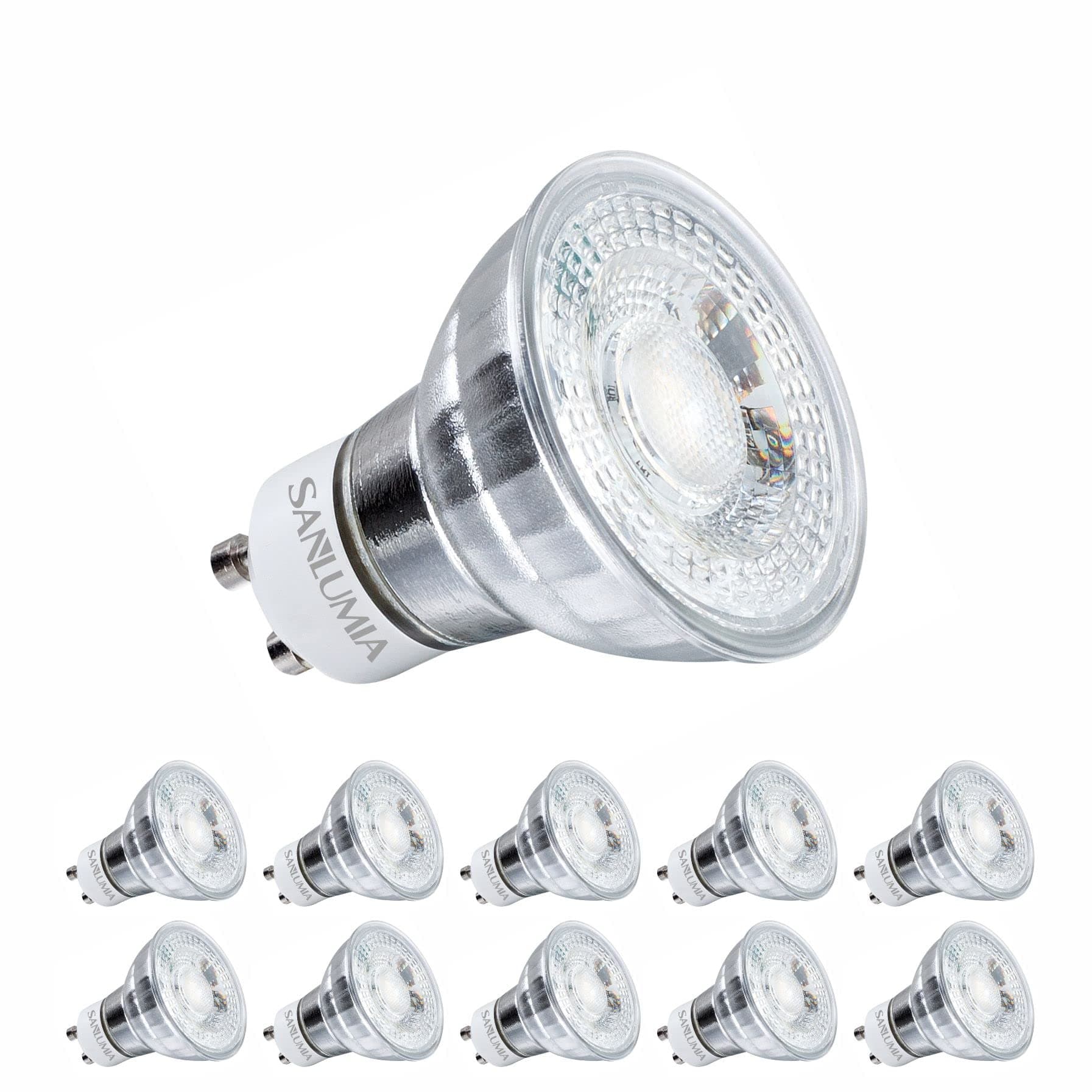 sanlumia 10 X 7W COB Dimmable Gu10 Super Bright 560LM LED Recessed Lighting Spotlight 75W Halogen Equivalent Cool White 6400K