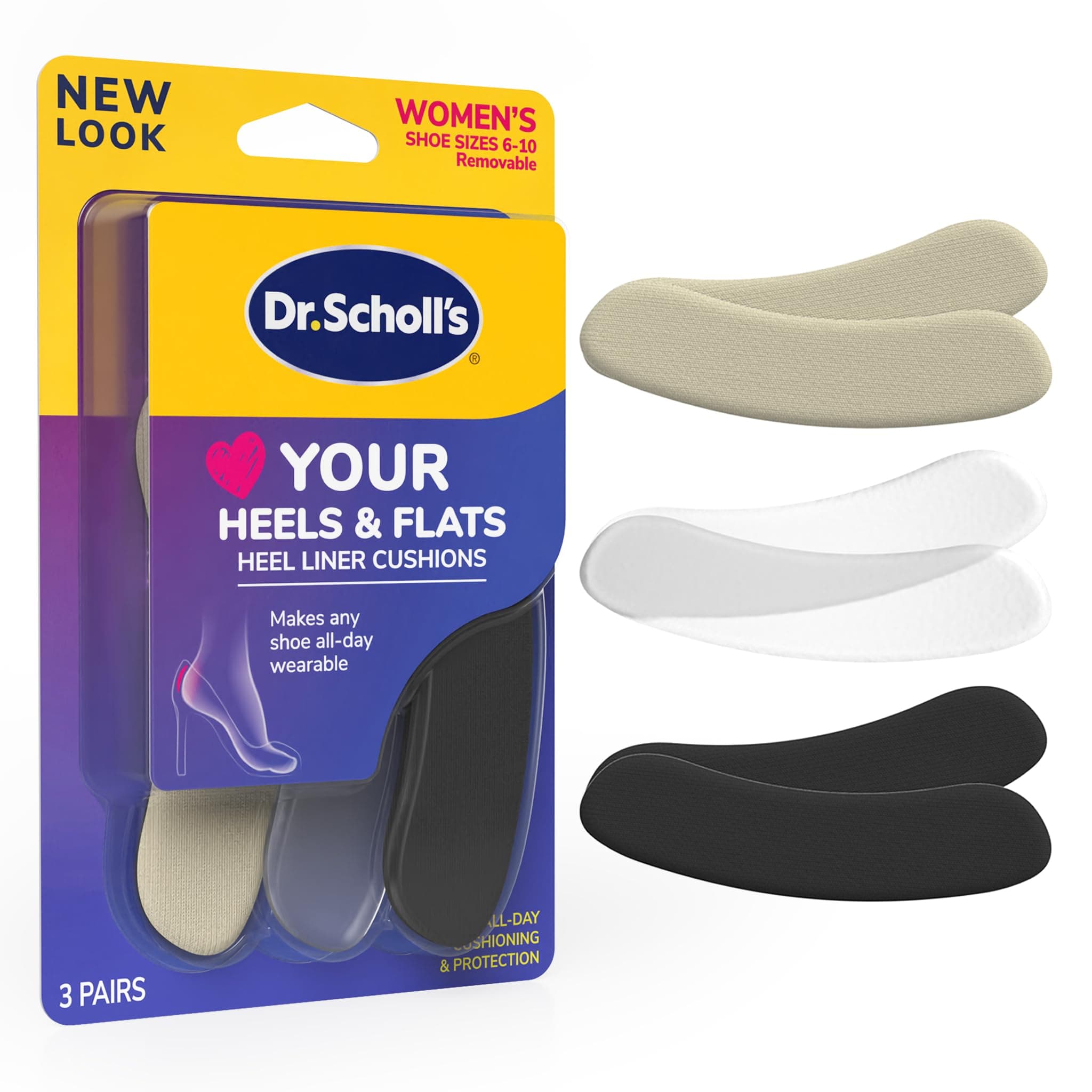 Dr. Scholl's Foam Heel Liners Helps Prevent Uncomfortable Shoe Rubbing at The Heel and Helps Prevent Shoe Slipping for Shoes That are Too Big, 3 Pair