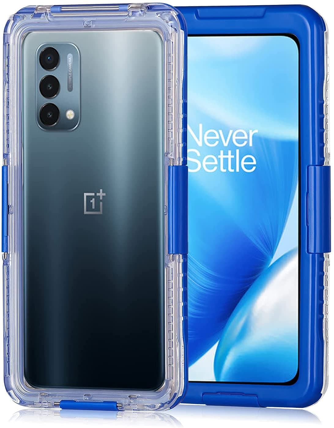 Lanmino for OnePlus Nord N200 5G N100 IP68 Waterproof Case Shockproof Hard Cover,Heavy Duty Hard Cover with Screen Protector Case,Full Body Protective Clear Phone Cover Case Blue