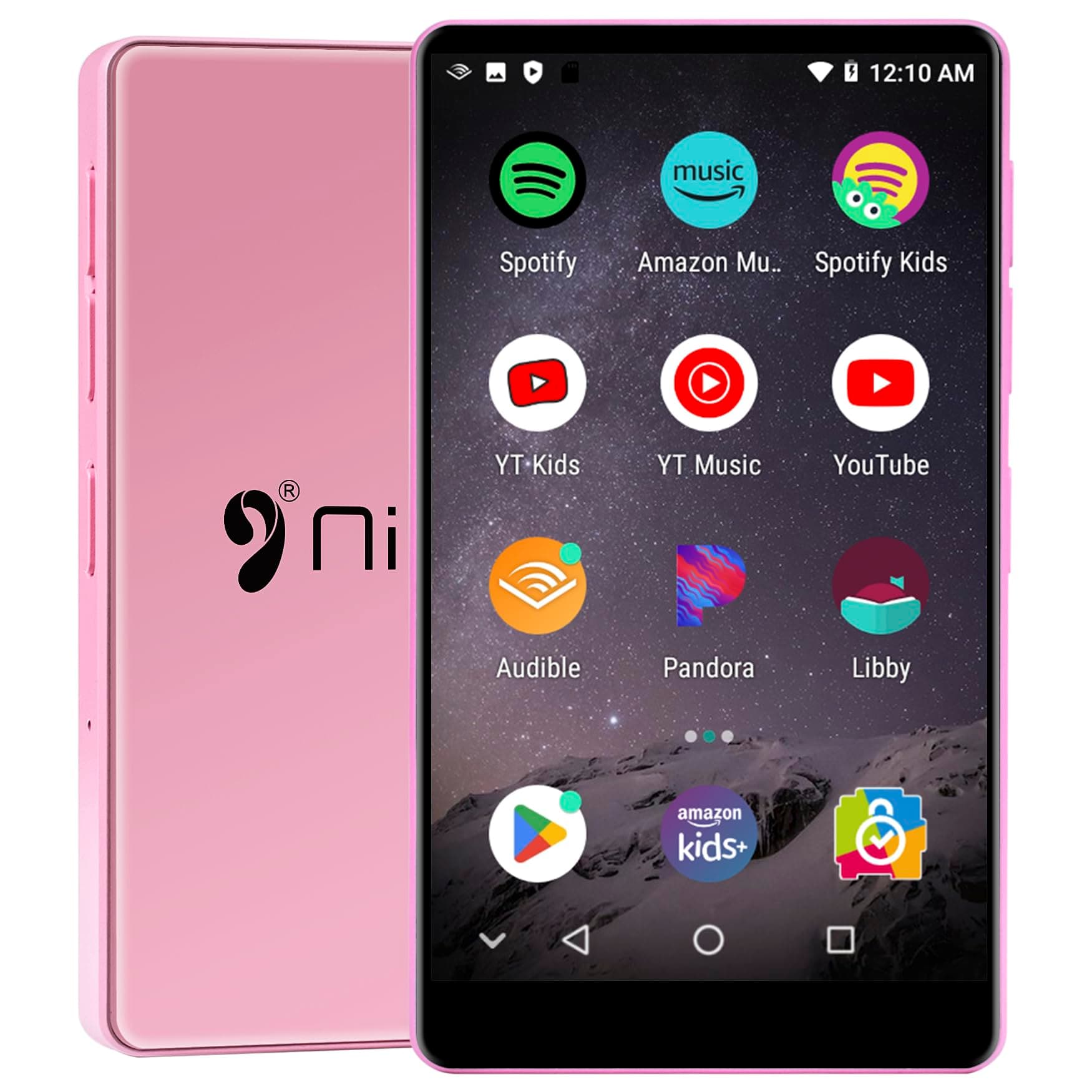 80GB MP3 Player with Bluetooth and WiFi,MP3 & MP4 Music Player with Spotify,Amazon Music,YouTube,Audible,4.0" IPS Touch Screen Android Player with Speaker,Up to 1TB (16GB+64GB Card, Pink, 4inch)