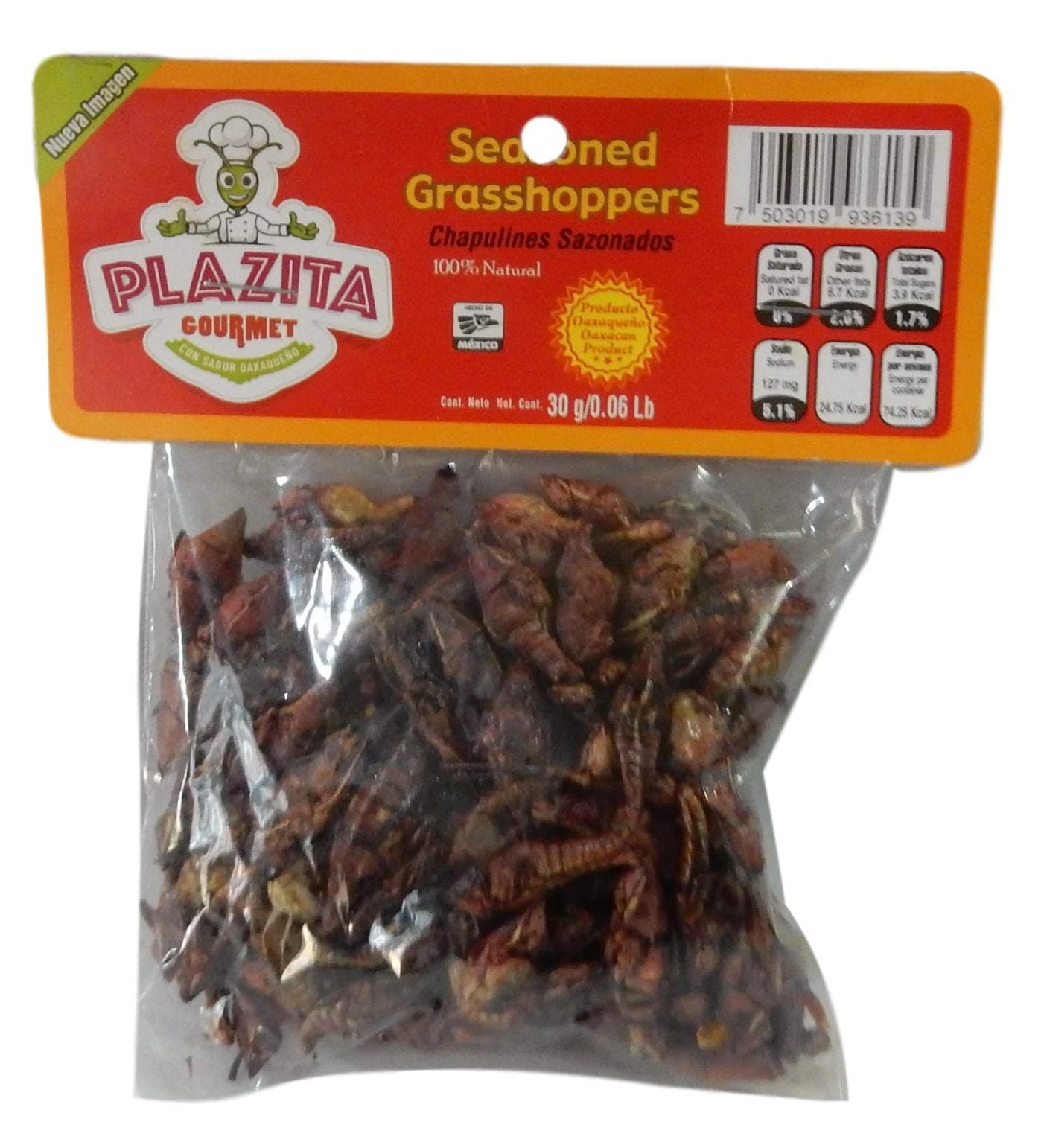 Chapulines Oaxaca (grasshoppers) - Gourmet edible insects from Oaxaca Mexico 30 G - 1.06 Oz (Seasoned)