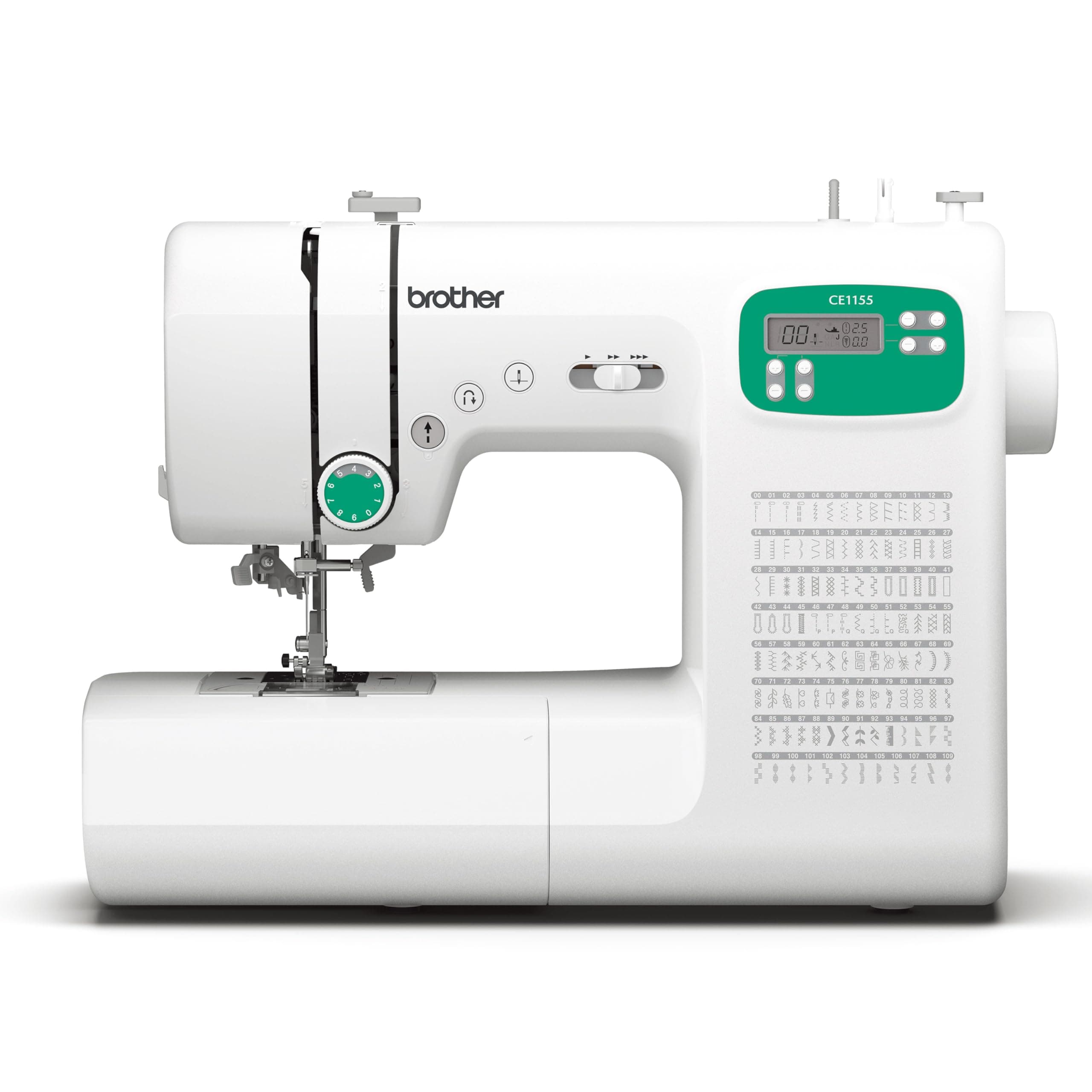 Brother CE1155 Computerized Sewing Machine, 110 Built-in Stitches, LCD Display, 7 Included Feet