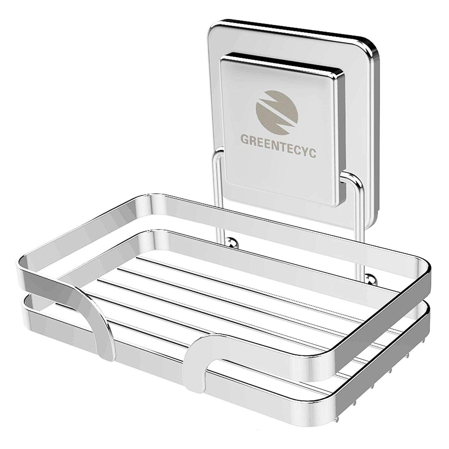 ADORABLEFASHION Soap Holder Wall Mounted Soap Dish Stainless Steel Reusable Adhesive Soap Tray Sponge Holder for Bathroom, Shower, Kitchen, Without Drilling