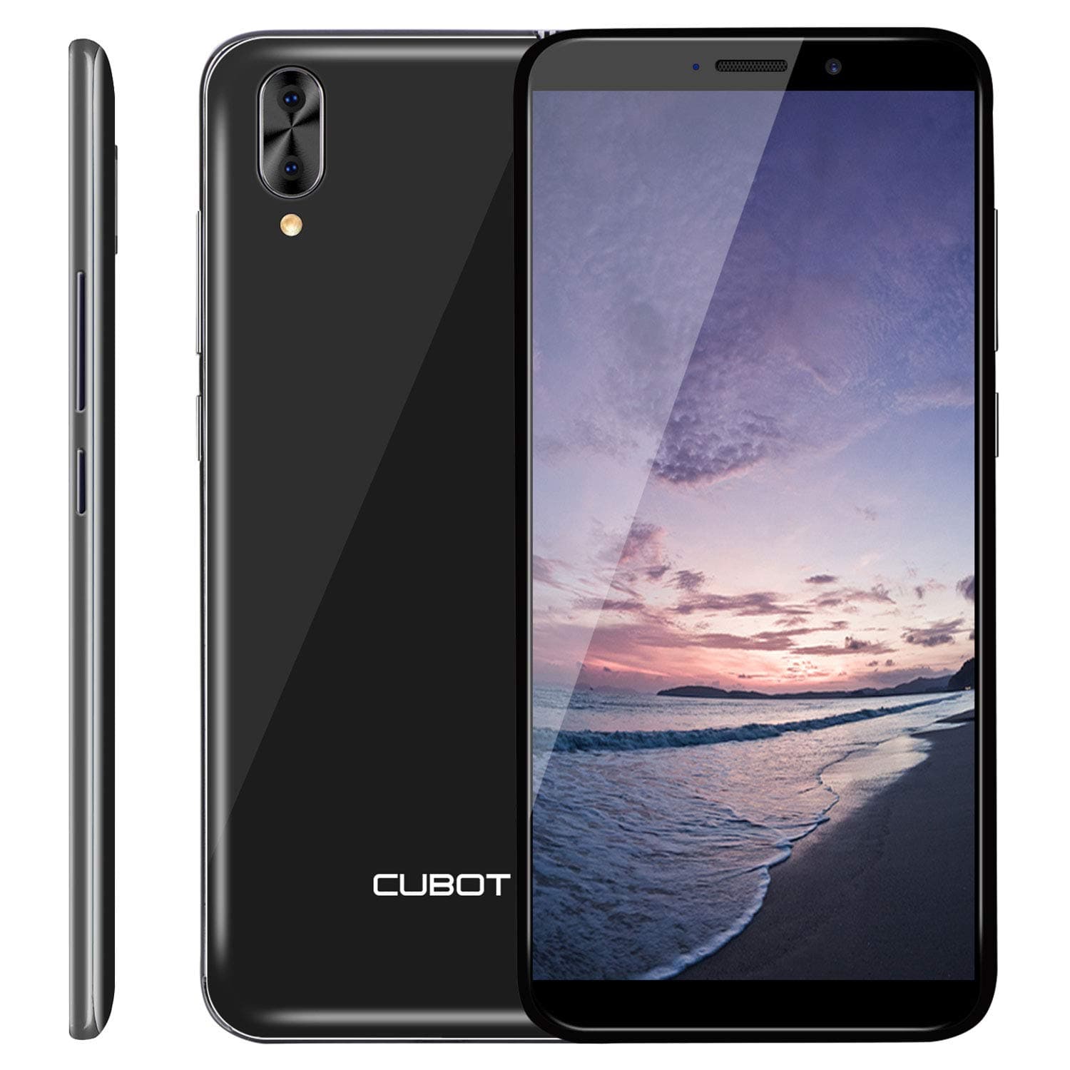 CUBOT SIM Free Mobile Phones J5 Smartphone Unlocked with 5.5 Inch (18:9) Touch Display, Android 9.0, Triple Card Slot, 2GB Ram+16GB Rom, Face ID, UK Version-Black