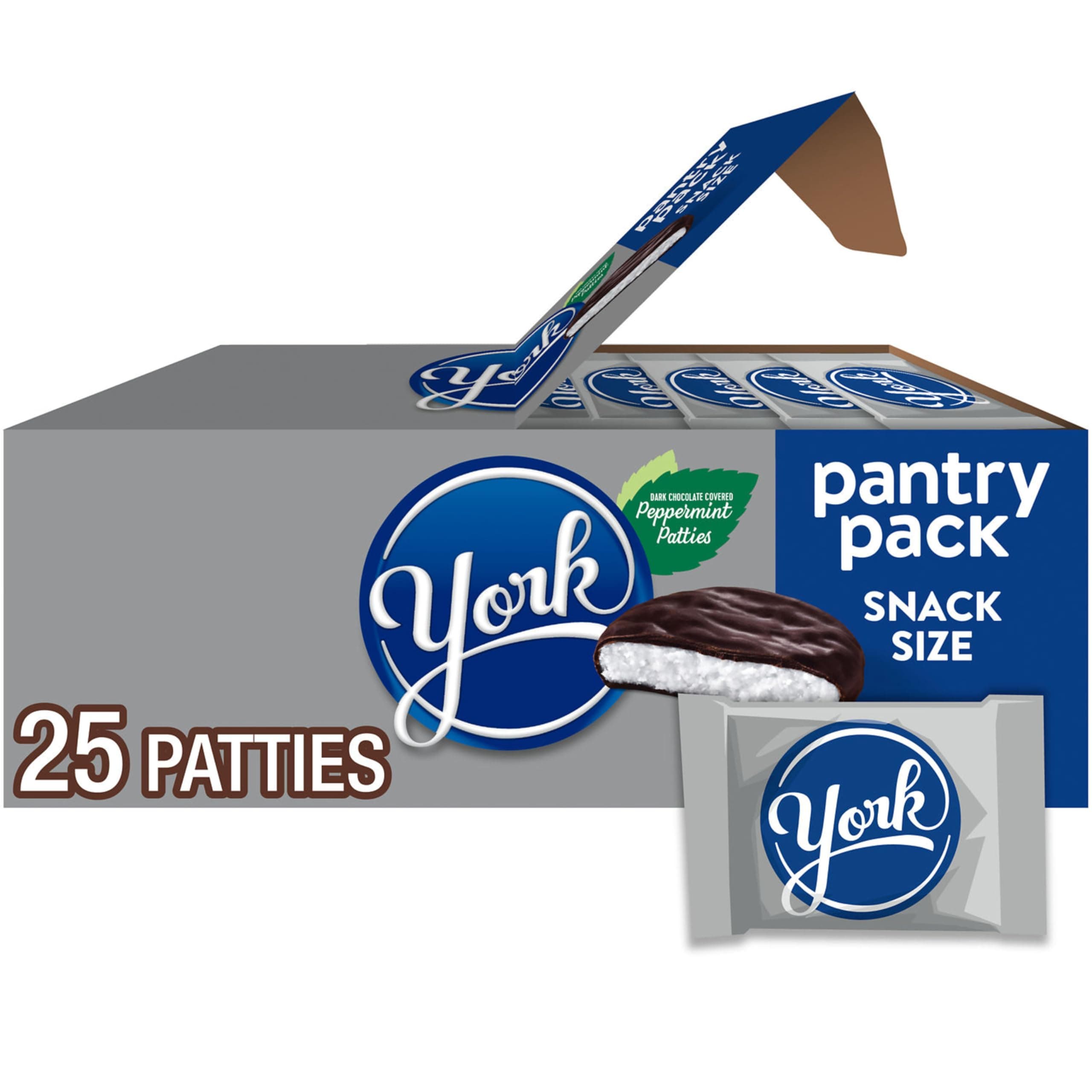 Dark Chocolate Snack Size Peppermint Patties, Candy Pantry Pack, 15 oz (25 Pieces)