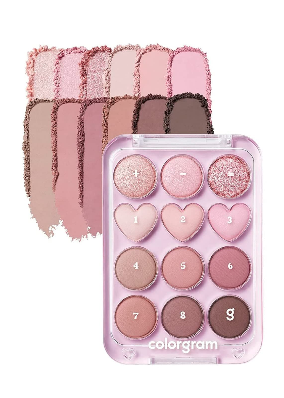 COLORGRAM Eyeshadow Palette Pin Point 02 Pink + Mauve = | Ultra Blendable Matte Eyeshadow Glitter Shimmer for Daily Makeup, K-Beauty Eye Palette with Calculator Design, Easy to Use