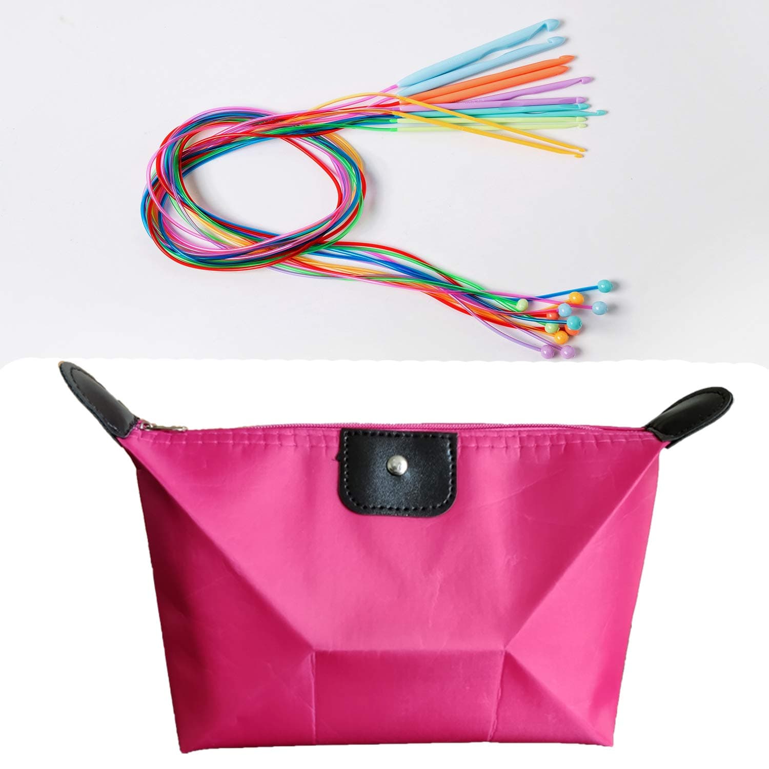 YELAIYEHAO Set of 12 Size Tunisian Crochet Hooks Set with Cable 3.5mm-12mm Afghan Plastic Carpet Rug Weave Knitting Needles and 1 Crochet Bag