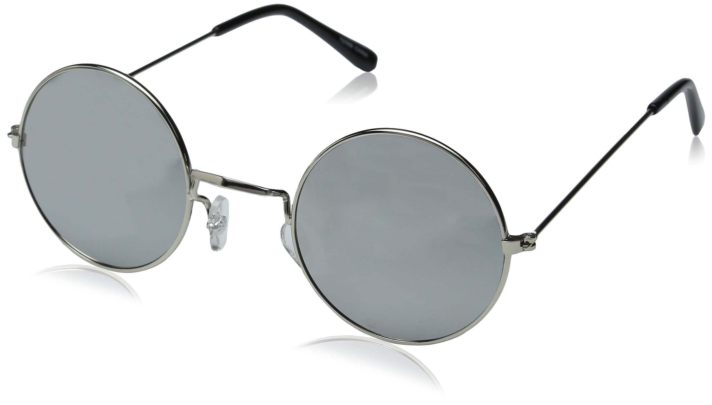 Silver Mirrored John Lennon Style Round Metal Sunglasses