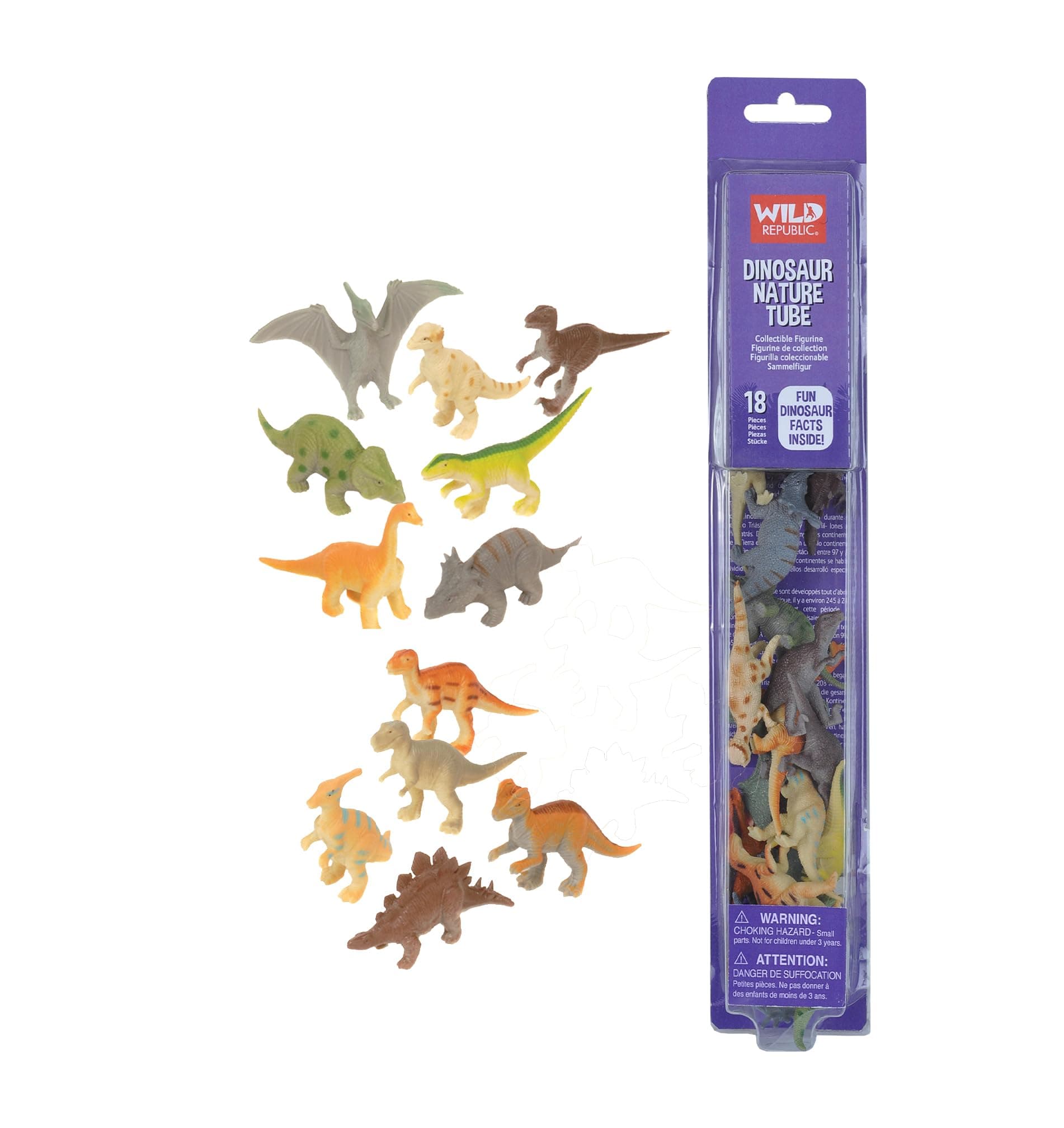 Dinosaur Animal Figurines Tube, Dinosaur Toys, T Rex, Triceratops, Velociraptor, Dilophosaurus, Stegosaurus, Brachiosaurus and More Multi, 1.5" to 3"