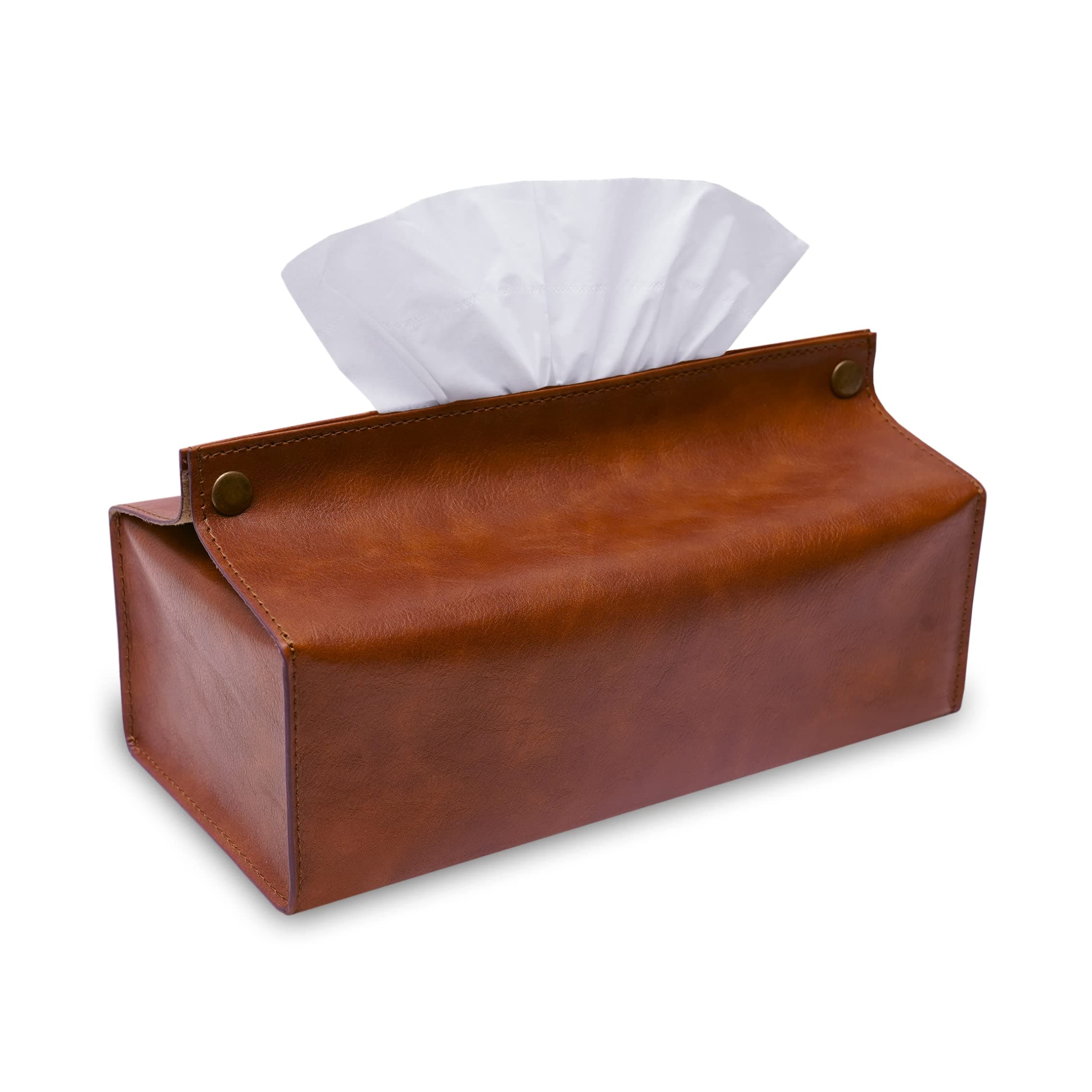 LEART Leather Tissue Box Holder – Tissue Box Holder for Home Decorations for Living Room, Bedroom and Office | Tissue Box Cover | Car Tissue Holder | Tissue Box Cover for Car (Hazelnut Brown)