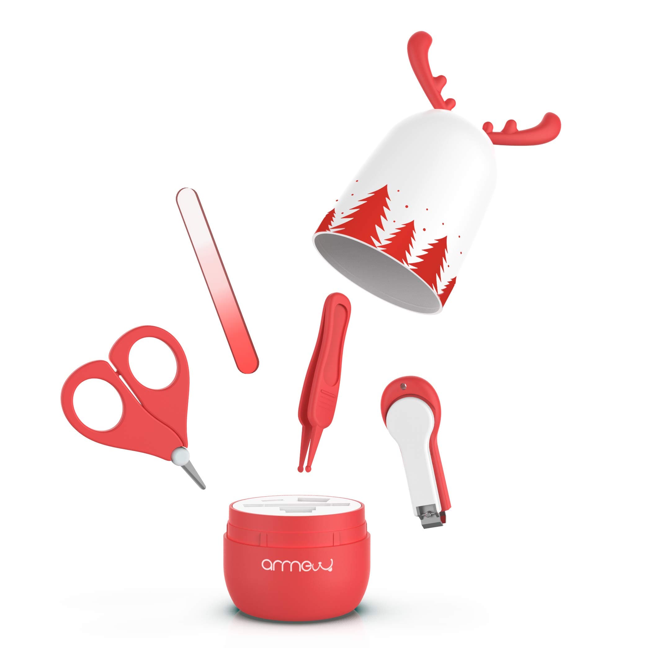 Baby Nail Kit by ARRNEW | 4-in-1 Baby Grooming Kit with Cute Case, Baby Nail Clippers, Scissor, Nail File & Tweezer | Baby Manicure Kit and Pedicure kit for Newborn, Infant & Toddler