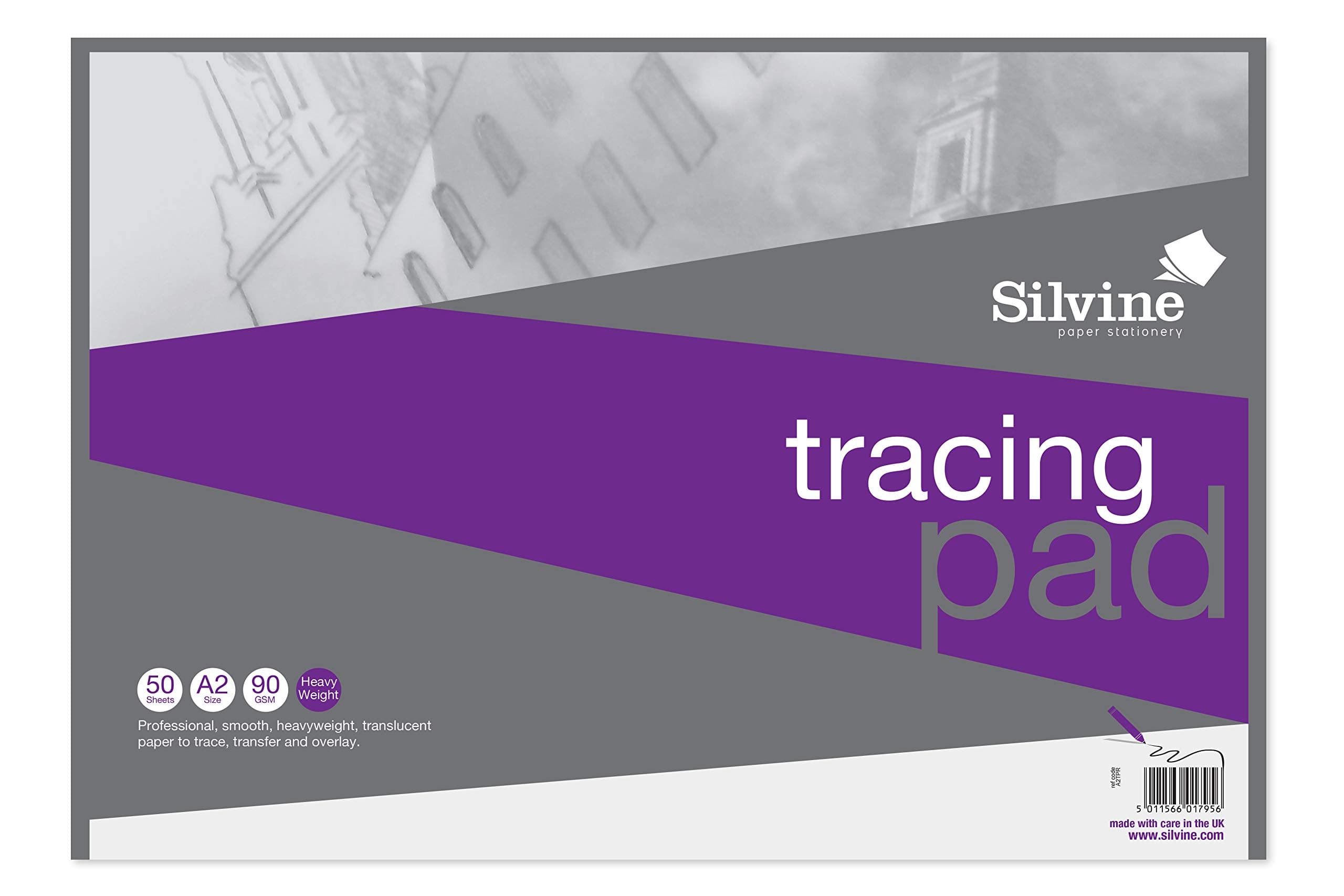 Silvine A2 Professional Tracing Pad. 50 Sheets of Quality Heavyweight Tracing Paper (90gsm)