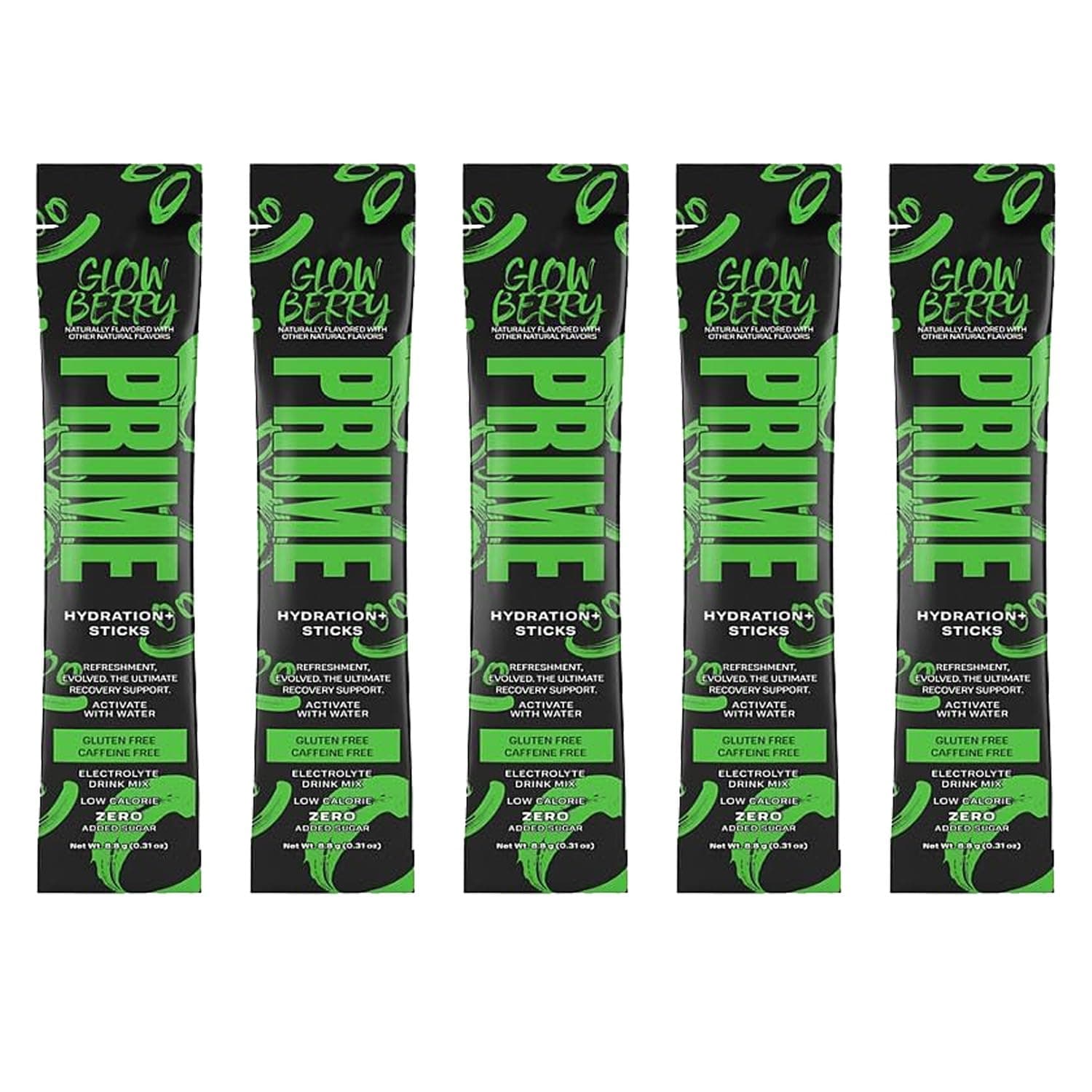 Hydration Sticks Prime Electrolyte Drink Mix Glowberry - 5 PACKETS - GARIZZE Box