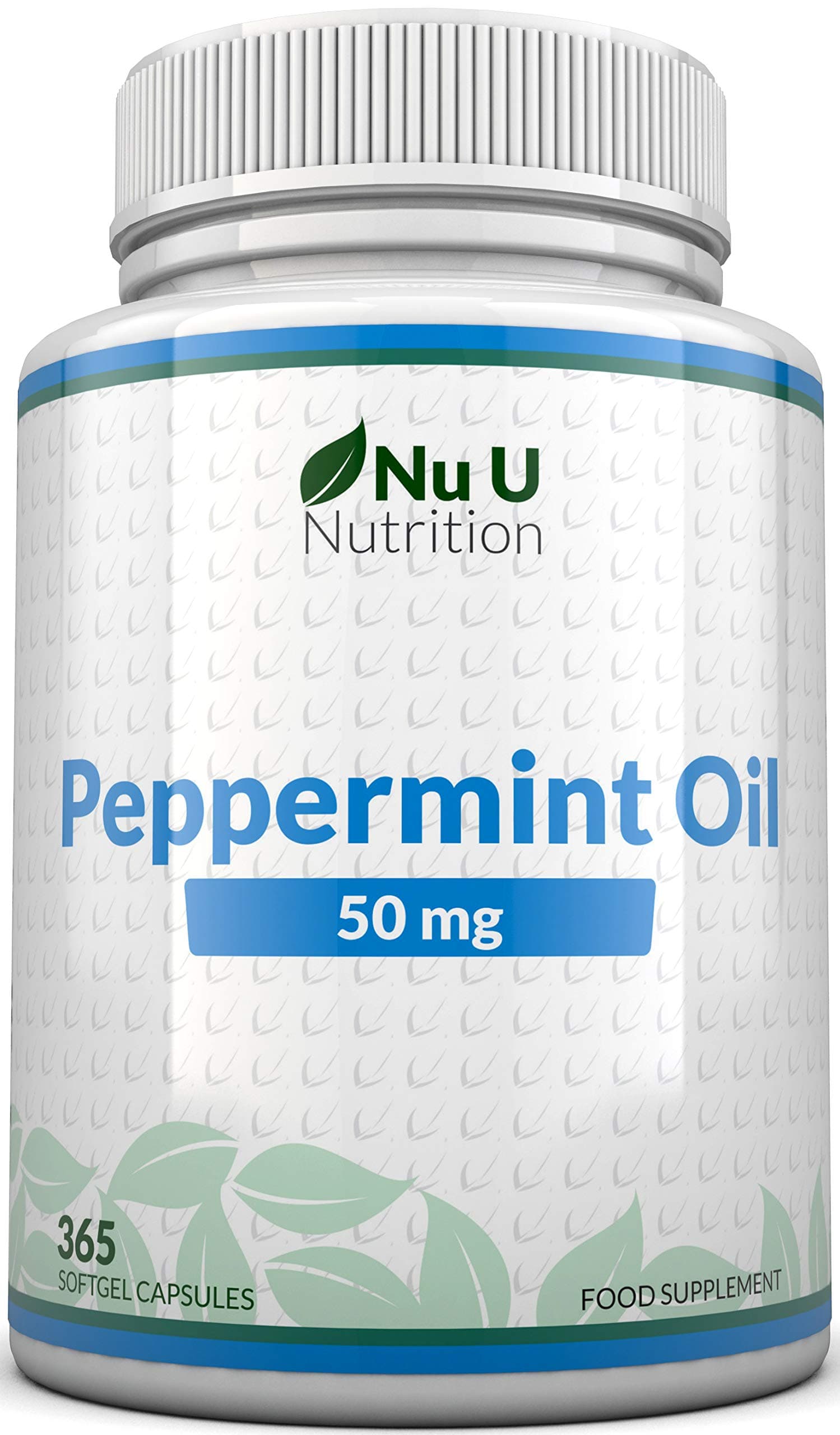 Peppermint Oil 50mg - 365 Rapid Release Softgels Capsules - 1 Year Supply - Premium Quality Oil Not Peppermint Leaf - Made in The UK by Nu U Nutrition