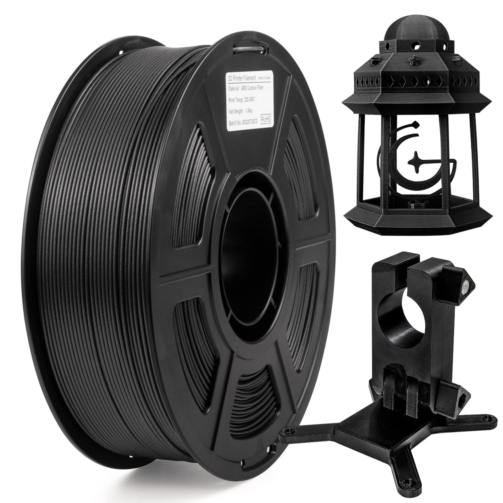 IEMAI Carbon Fiber ABS Filament 3D Printer Filament, ABS Filament 1.75mm ,Engineering, ABS Filament Filled 20% Carbon Fiber, 3D Printing Filament 1kg Spool Black
