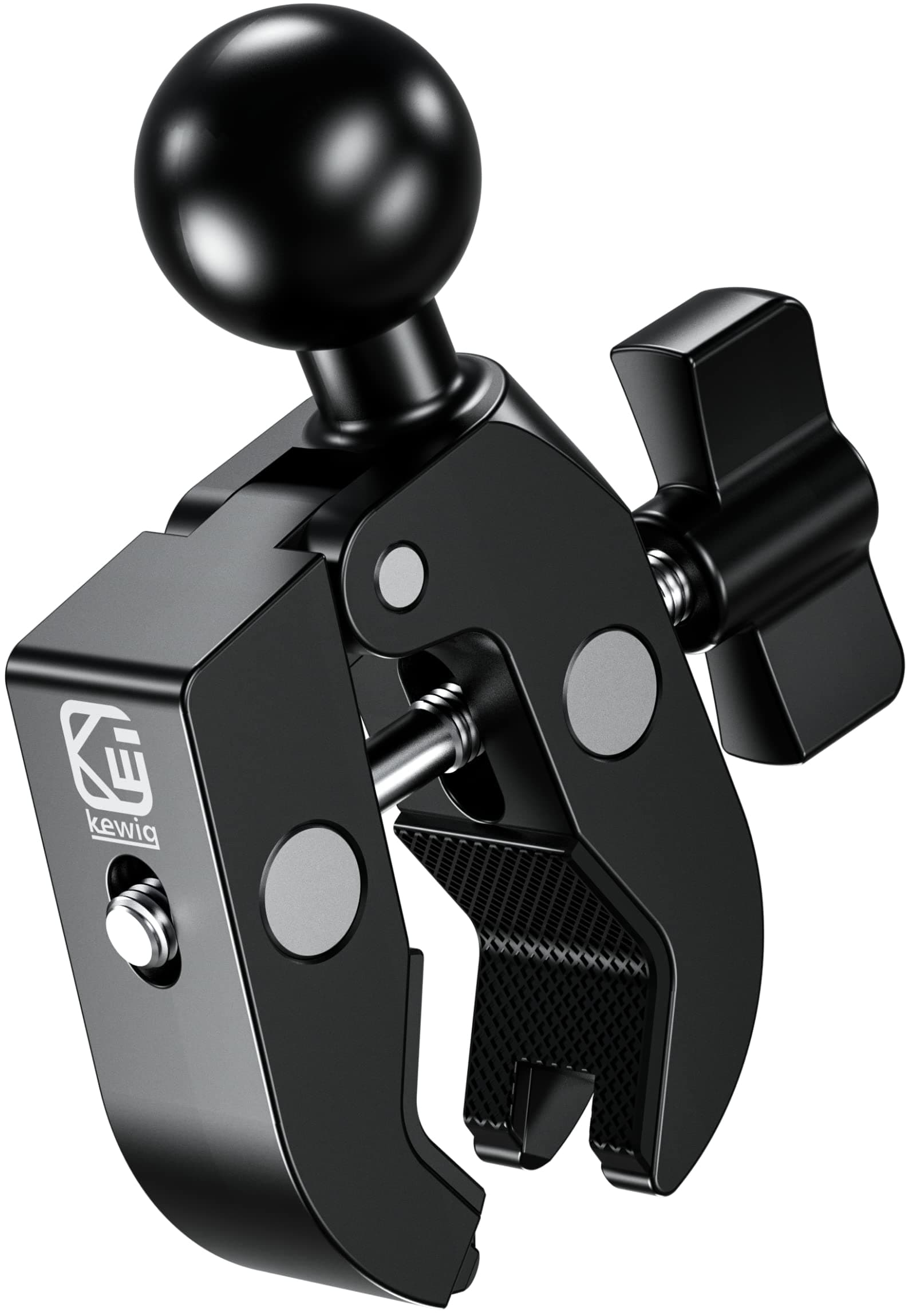 BRCOVAN 1'' Ball Clamp Mount Base with Aluminum Alloy Tough-Claw, Fit Handlebar Rail 0.5'' to 1.75'' in Diameter, Fit for RAM Mounts B Size 1 Inch Ball Double Socket Arm & Bike Motorcycle Phone Holder