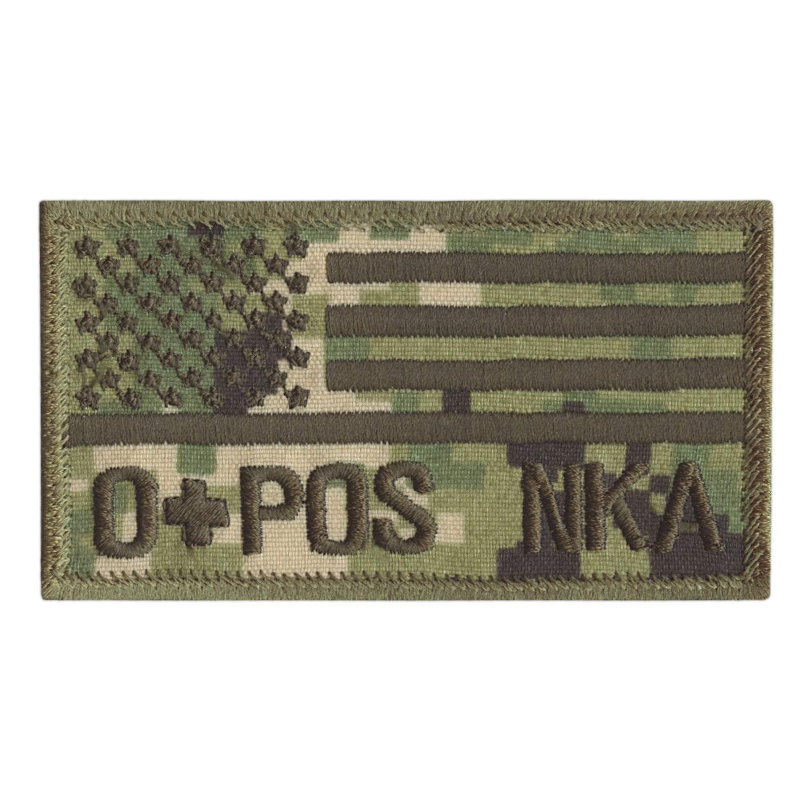 LEGEEON OPOS O+ Blood Type NKA USA Flag NWU Type III US Navy Standard Size 2-1/8x4 AOR2 USN Touch Fastener Patch