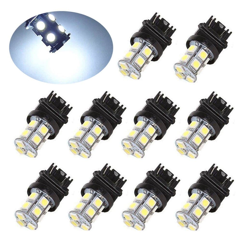 10x 3157 3156 3057 13 SMD 5050 Reverse Backup Stop White LED Light Bulbs