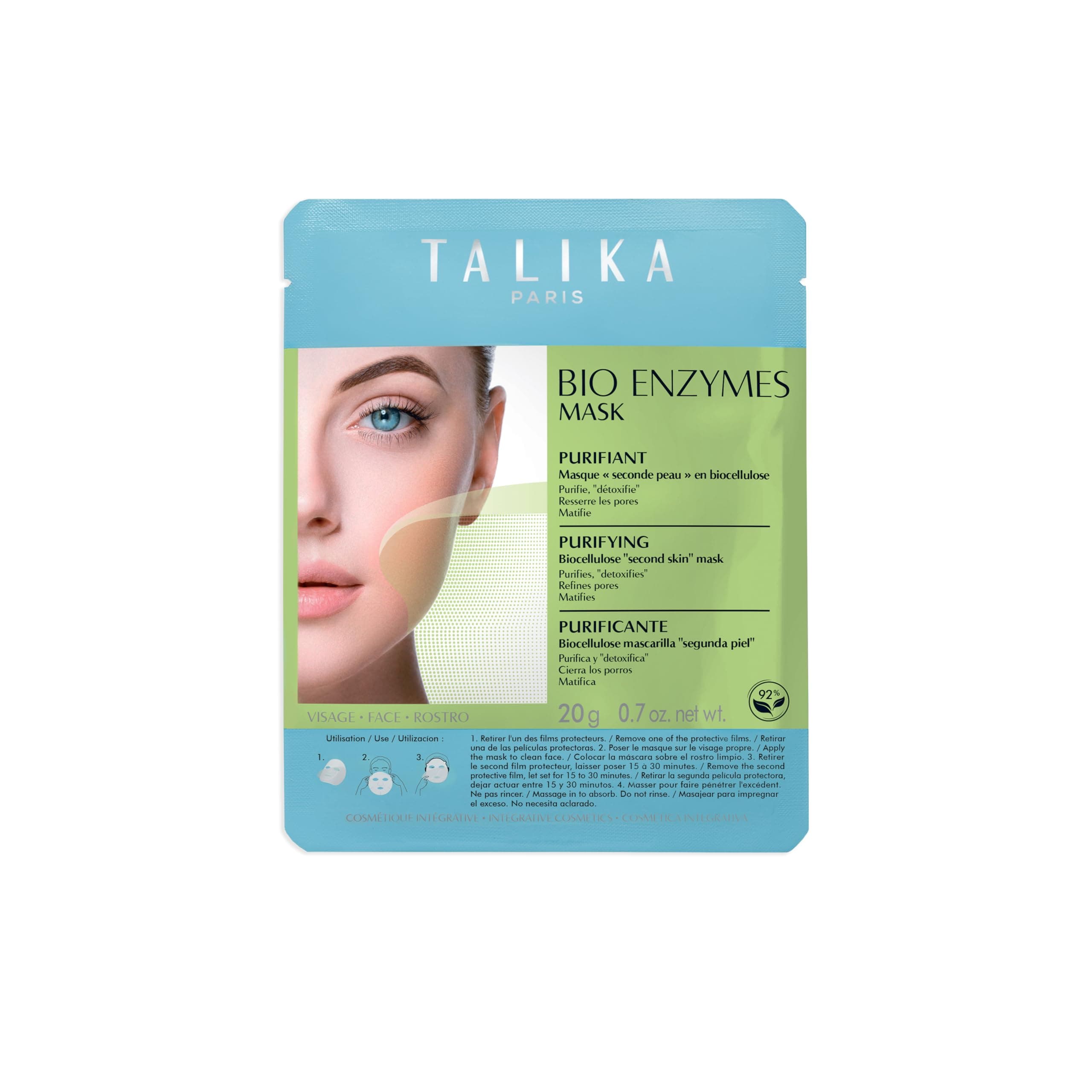 Bio Enzymes Purifying Sheet Mask - Smoothing & Pore Refining Mask - Biocellulose Moisturising Mask - Second Skin Effect Beauty Sheet Mask - 20g