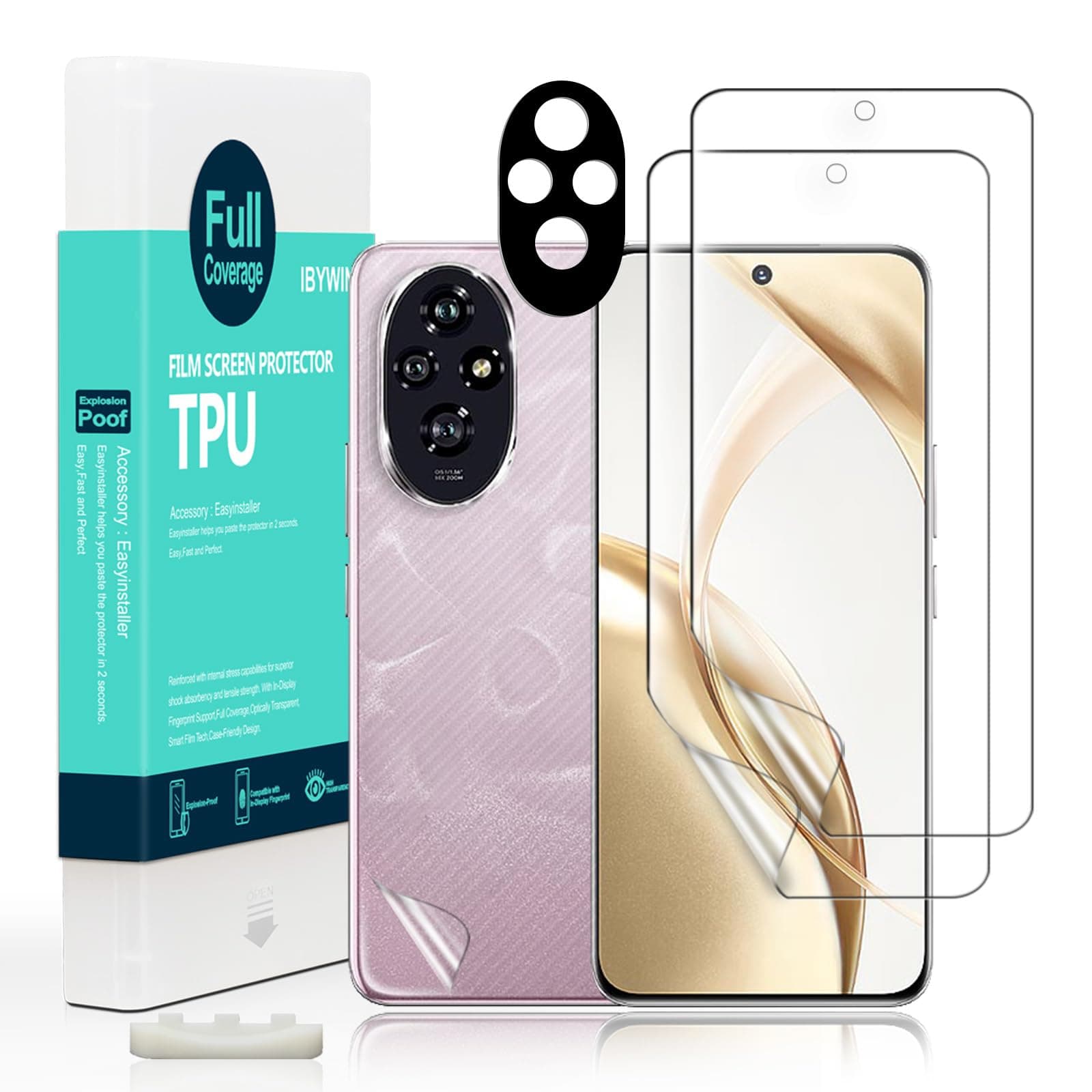 Ibywind 2 Pcs Screen Protector For Honor 200 5G 6.7",Flexible TPU Film,With 1Pc Camera Lens Protector,1Pc Back Film[Easy to install]