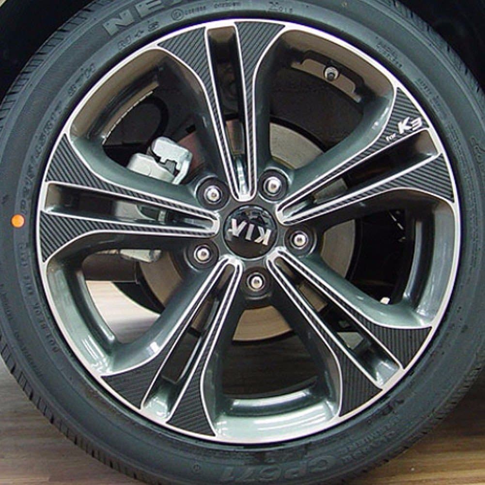 Carbon Tuning Wheel Hub Mask decal Sticker Set for KIA K3/Forte/Cerato 2013+ 17"