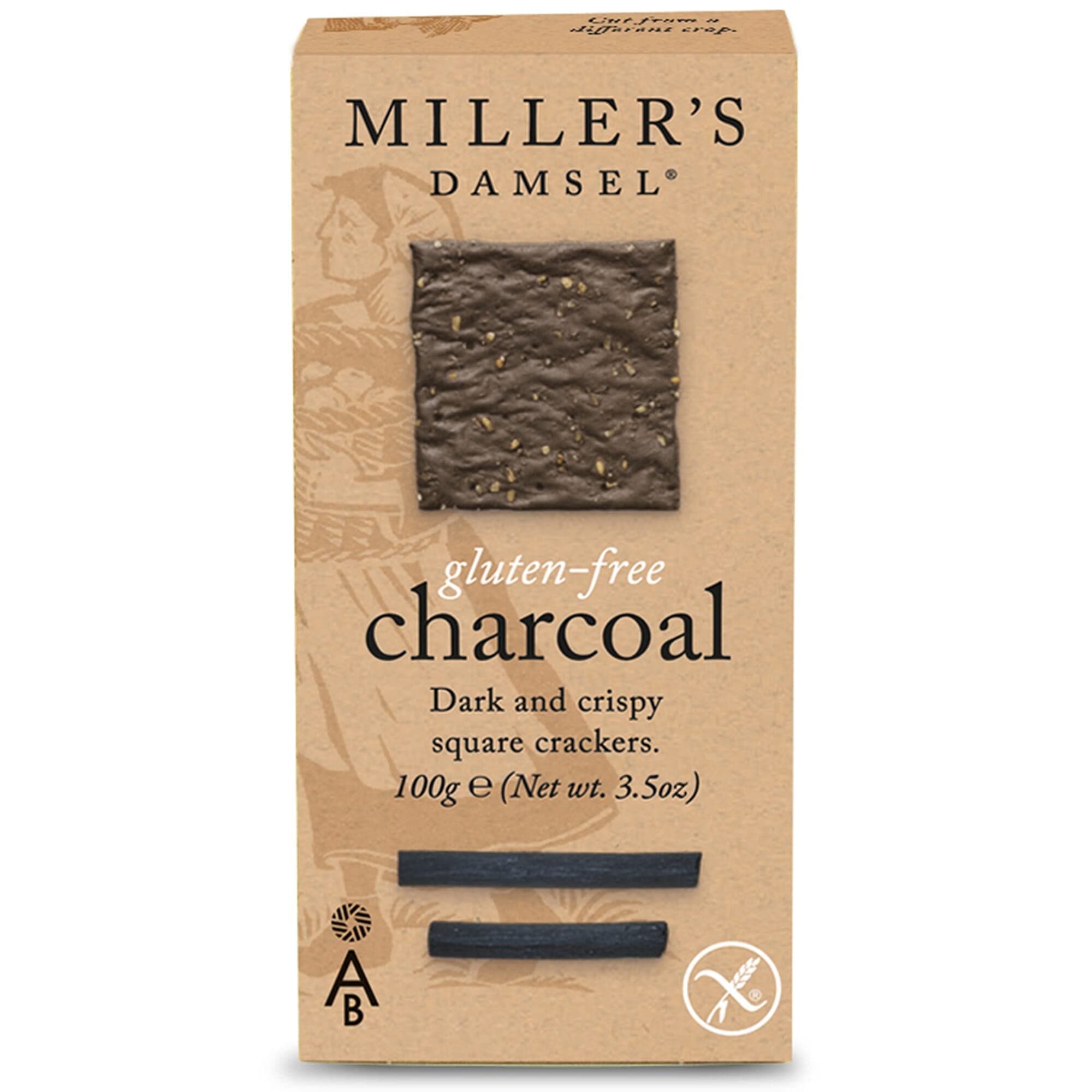 Miller's Damsels Gluten Free Charcoal Crackers - 6x100g