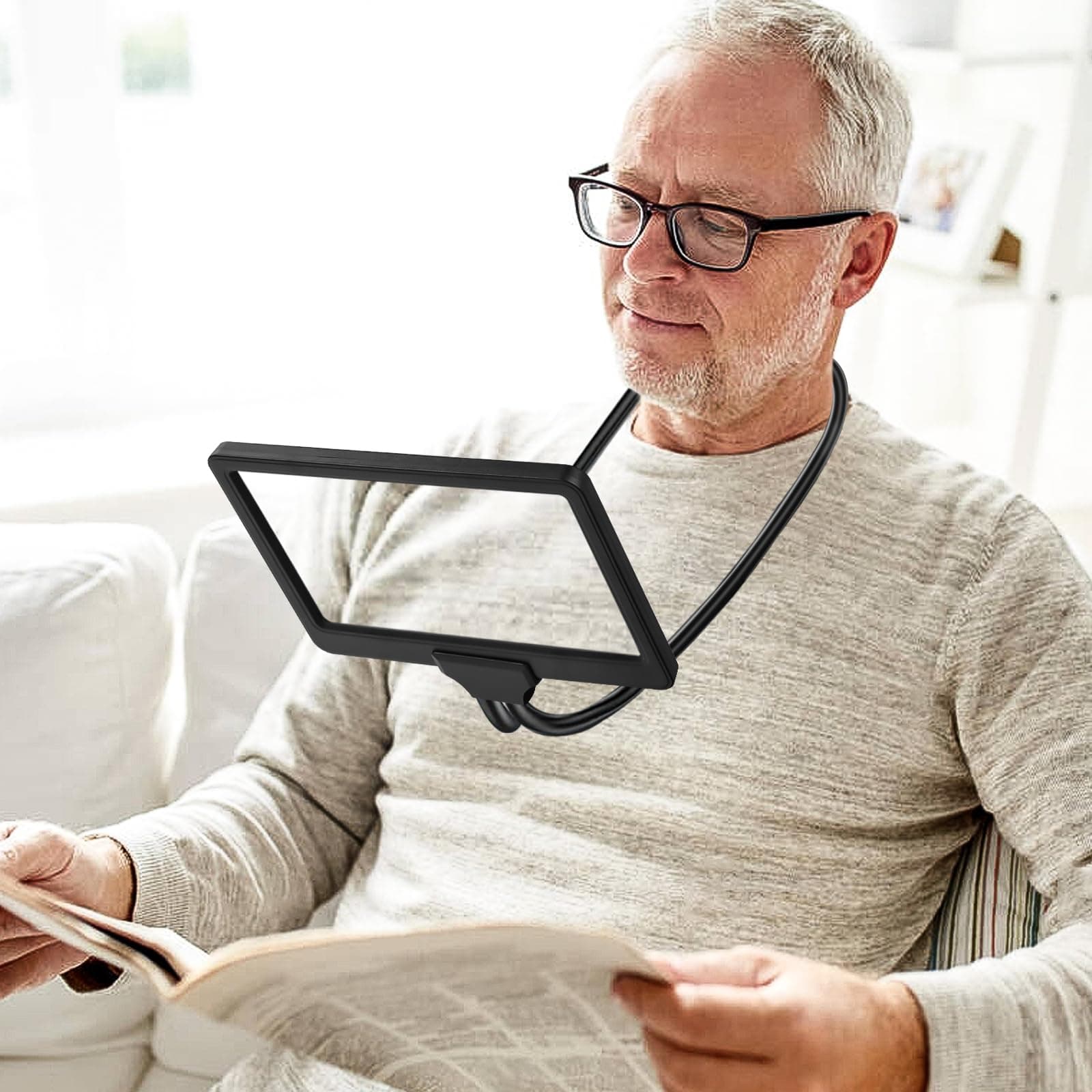 TOCBIU 5X Magnifying Glass for Reading Hands Free, Neck Wear Page Magnifiers for Seniors Full Book Page Magnifier for Menu, Sewing, Cross Stitch, Small Prints