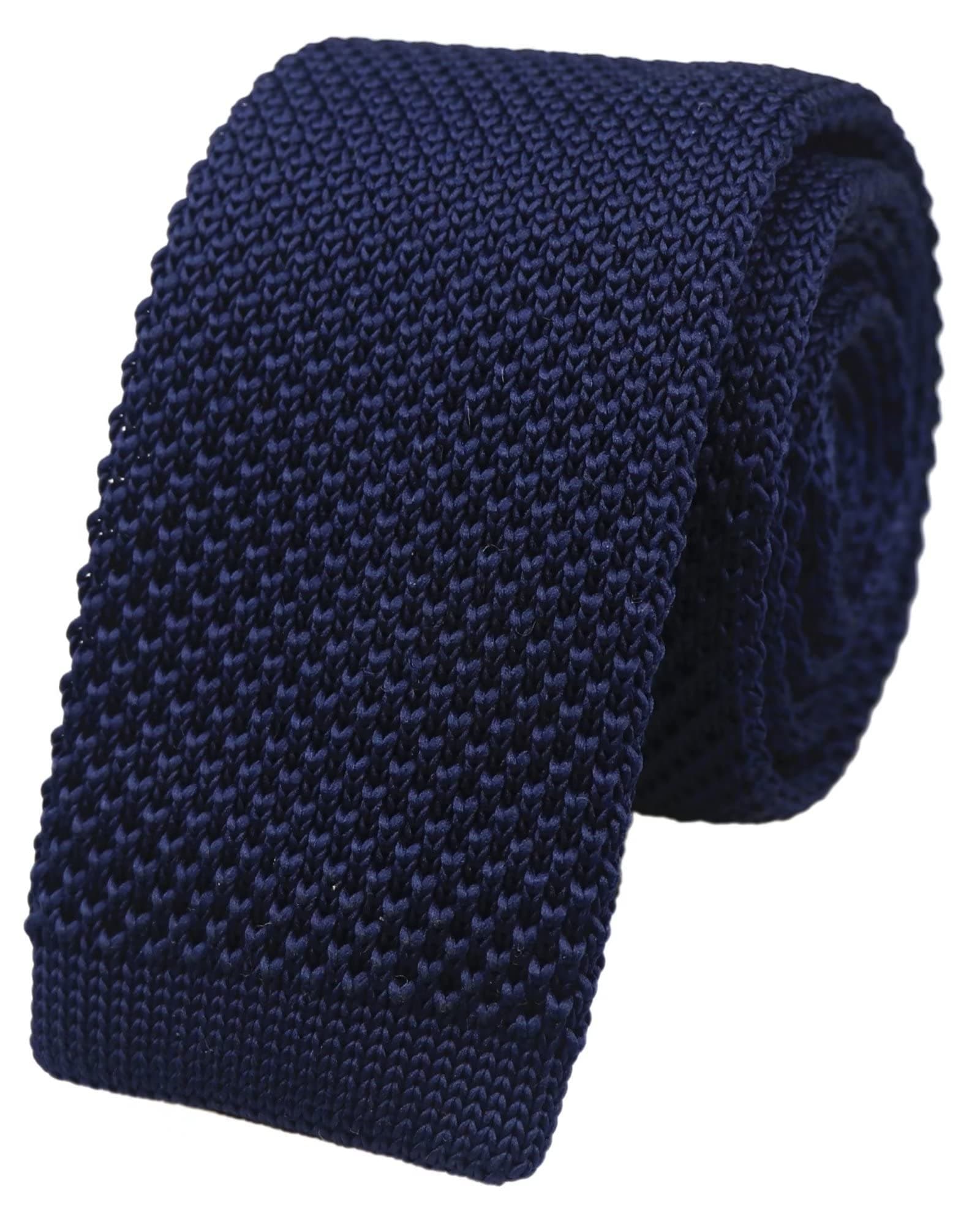 Men's Solid Color Skinny Knit Tie Smart Formal Cotton Necktie Flat Bottom