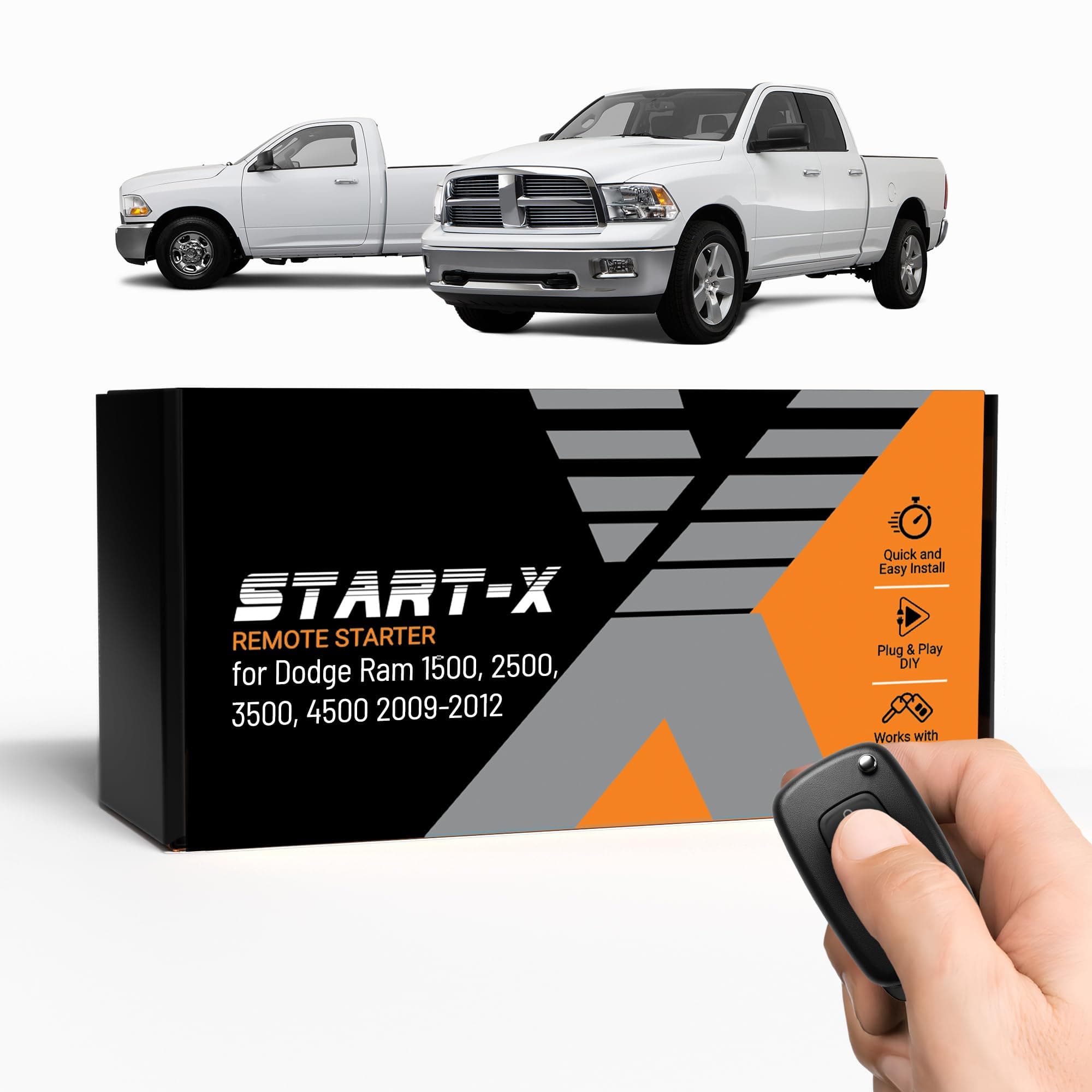 Start-X Remote Starter Kit for Dodge RAM 1500/2500/3500/4500 Gas (2009, 2010, 2011, 2012) Trucks | Key Ignition | Plug & Play Install | Lock 3X to Remote Start | Zero Wire Splicing