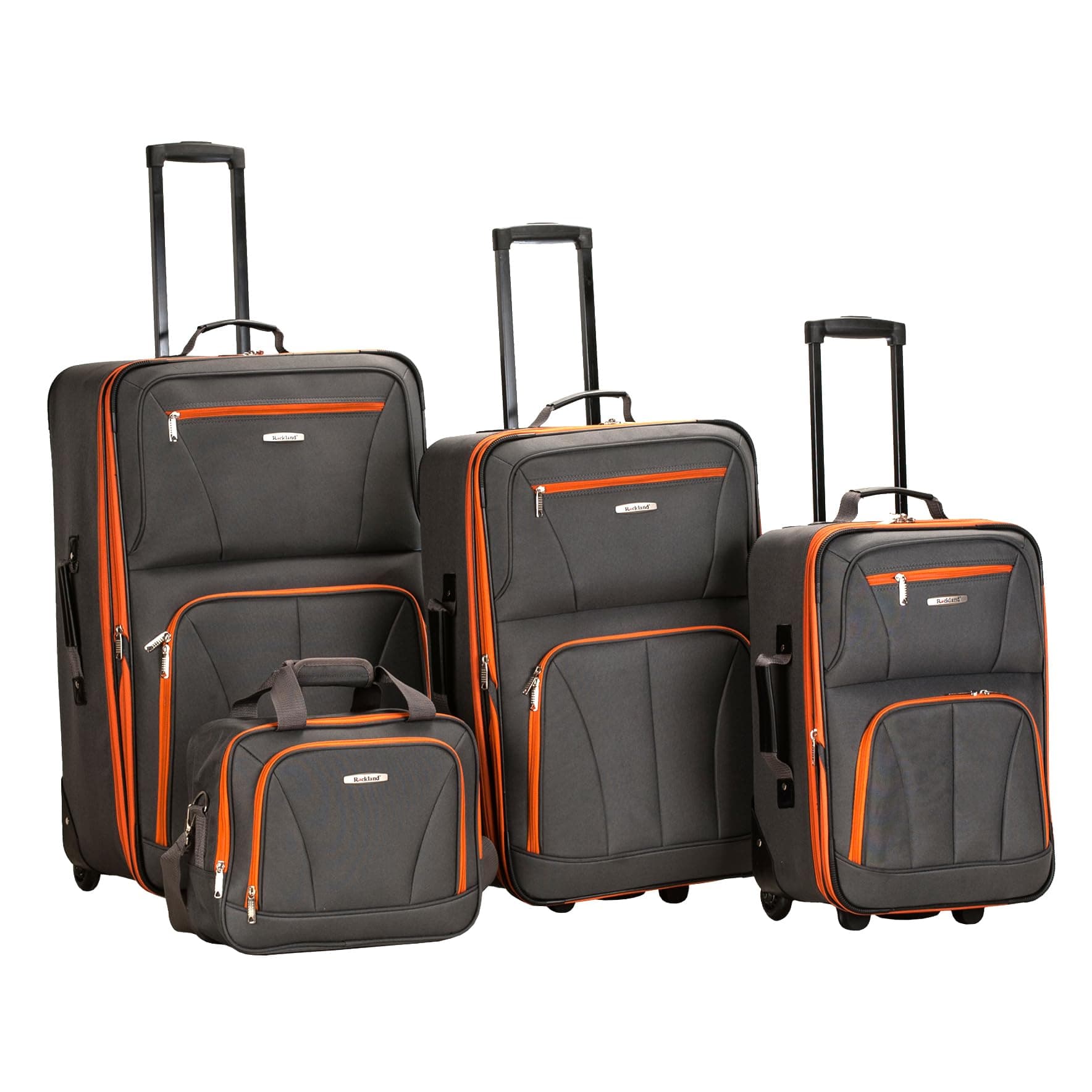 Journey Softside Upright Luggage Set, Expandable, Charcoal, 4-Piece (14/19/24/28)