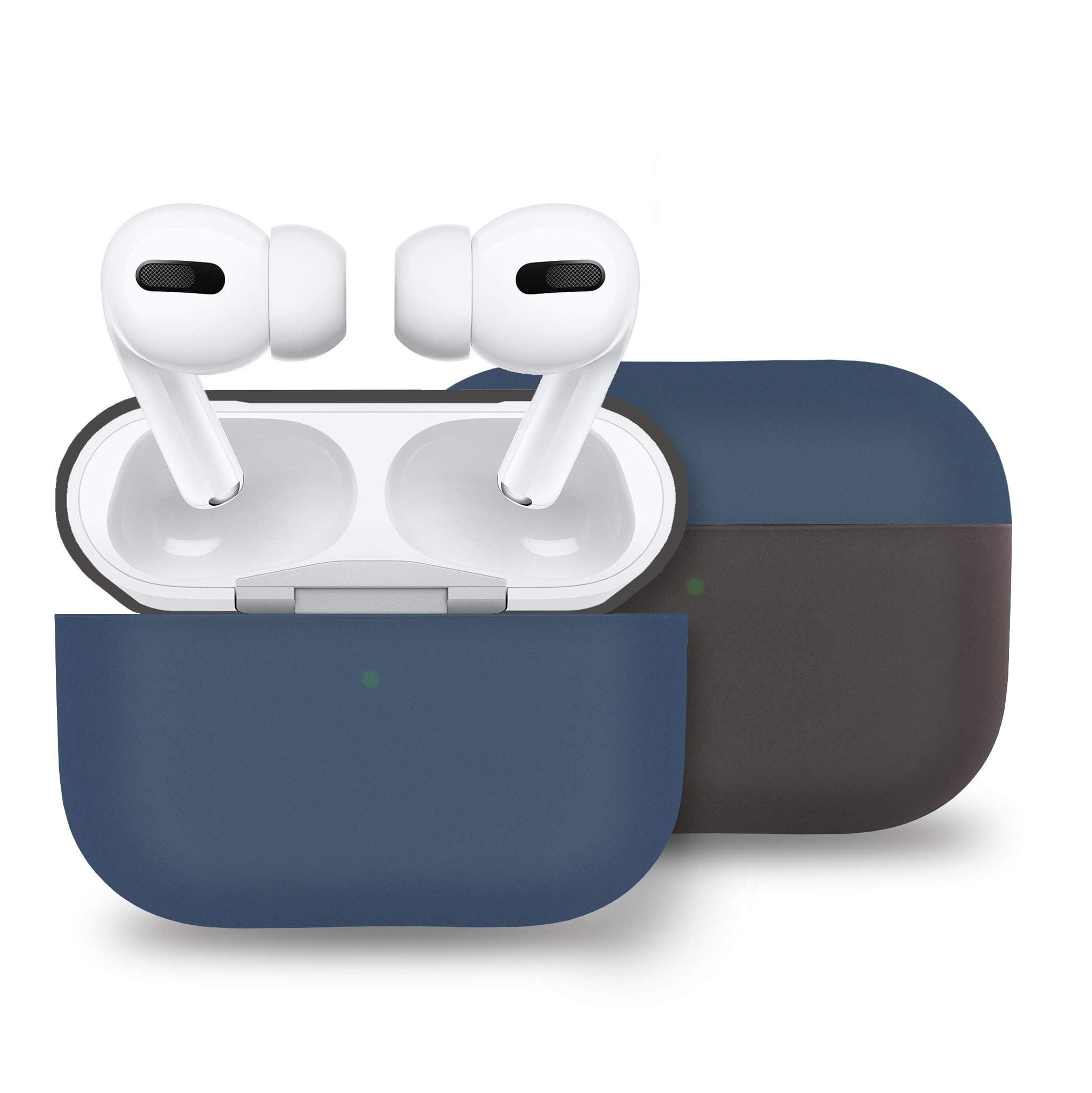 sciuU Silicone Case Fit Apple Airpods Pro[2 colorful], 2019, Soft Split Colour Blocking Design Flexible Cover, Protective Skin for AirPods Pro Charging Case - Black+Indigo