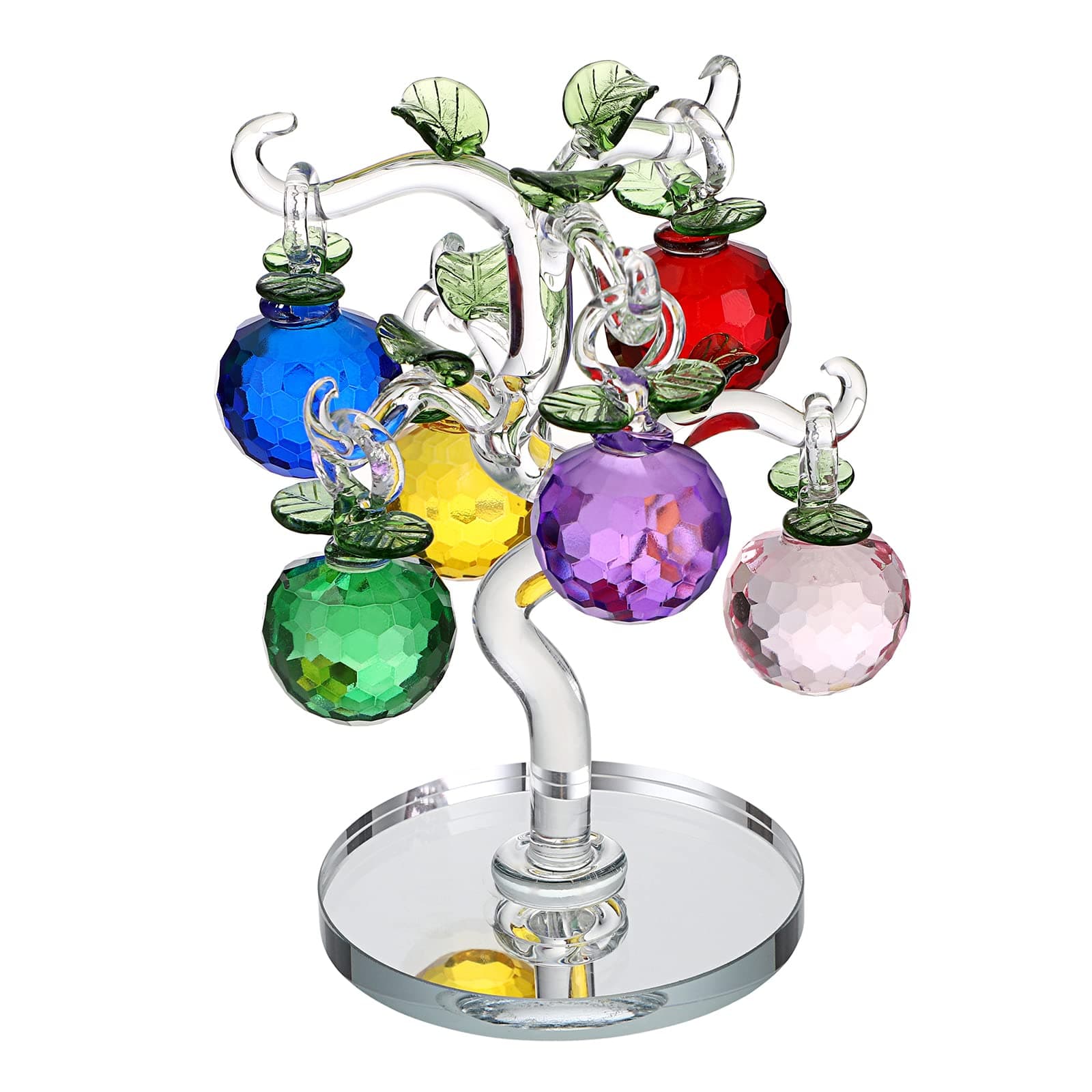 OwnMy Crystal Apple Tree Ornament Artificial Apple Tree Figurine Decorative Apple Tree Collectible, Glass Apple Tree Paperweight Table Decoration Centerpiece for Living Room Home Office Birthday Gift