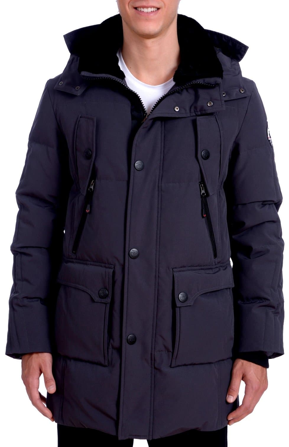 Men's Long Parka Down Winter Jacket with Removable Hood (Graphite, XX-Large)