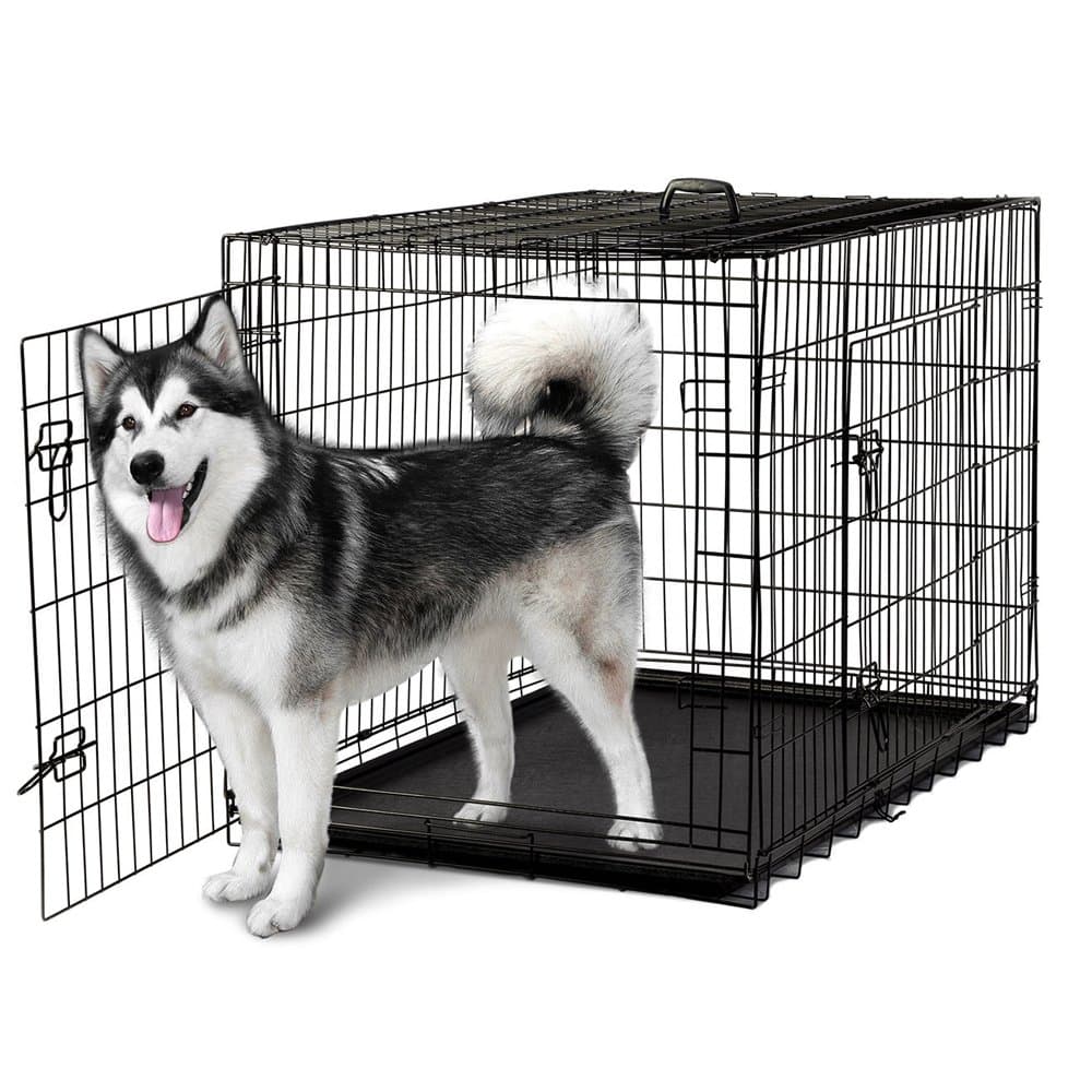 Lykos Pet Kennel Cat Dog Folding Steel Crate Animal Playpen Wire Metal Cage Black