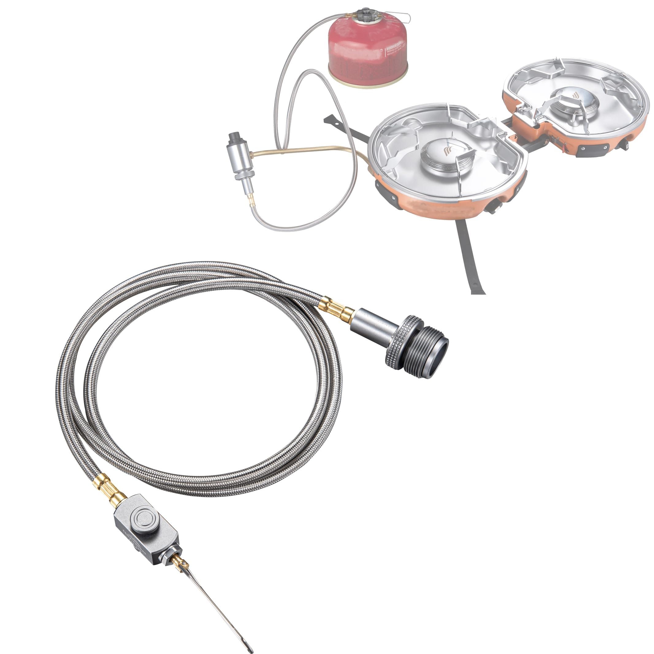 CAMPINGMOON Camping Grill Propane Gas Stove Adapter with Extend Hose(41"/105cm), Input: EN417 Lindal Valve Canister, Output: Propane Gas Stove Z29-105