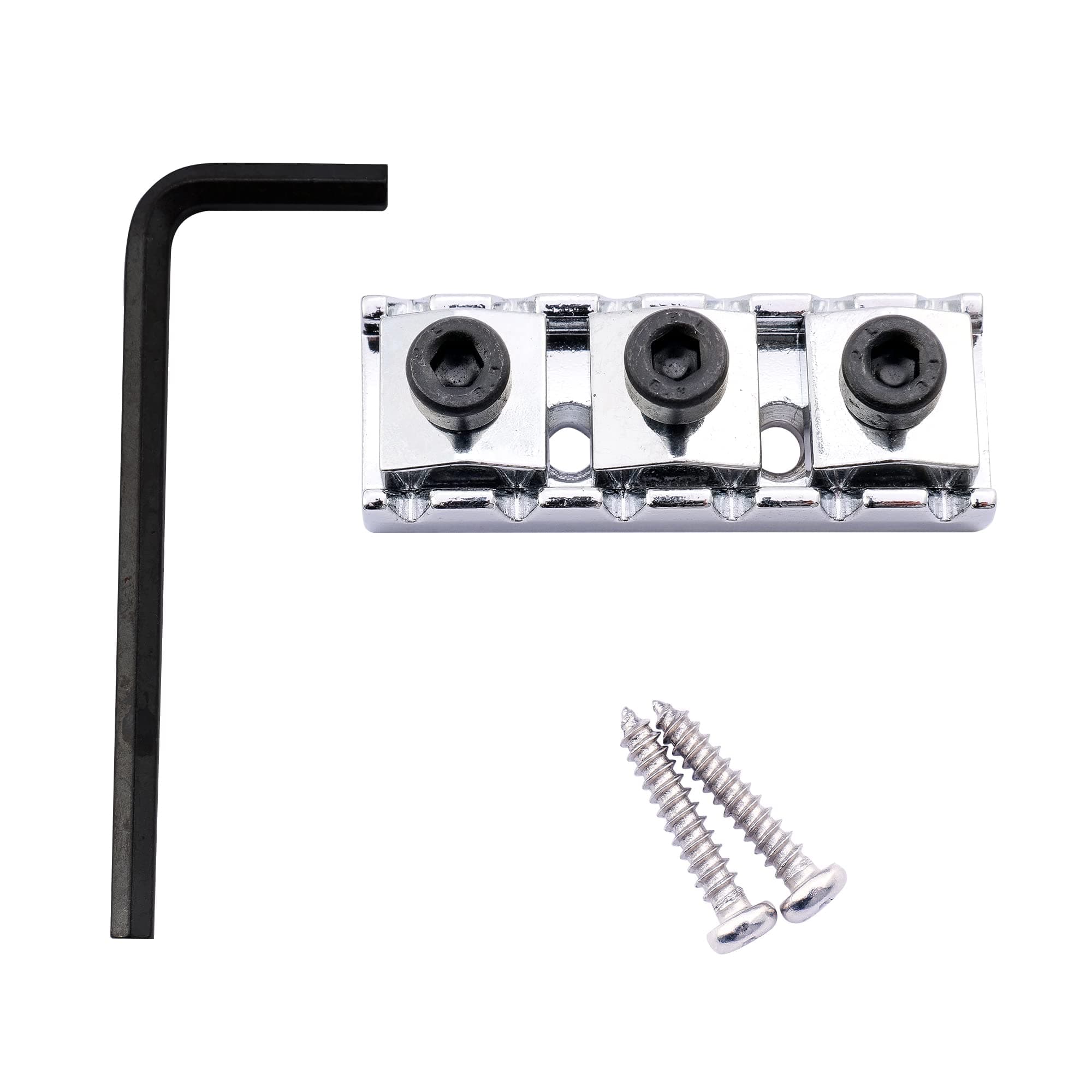 Musiclily 42mm Guitar Metal Locking Nut String Lock for Floyd Rose Style Electric Guitar Double Locking Tremolo System, Chrome