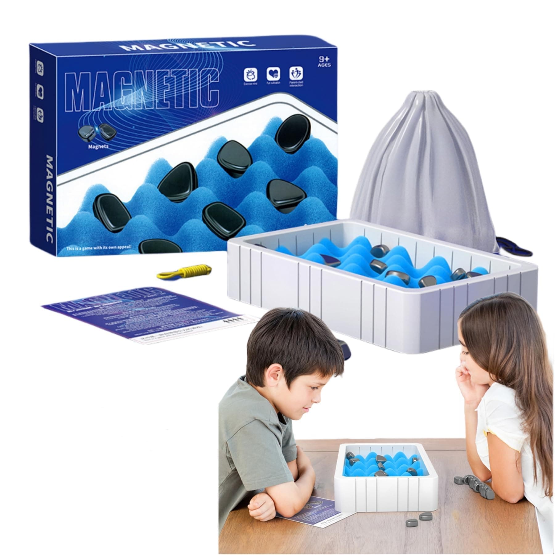 NALACAL Magnetic Chess Game, Magnet Board Rock Game, Multiplayer Table Top Strategy Magnet Game Pieces Portable Puzzle Magnetic Battle Chess, for Kids Aged 9+ and Adults Fun Family Party Games