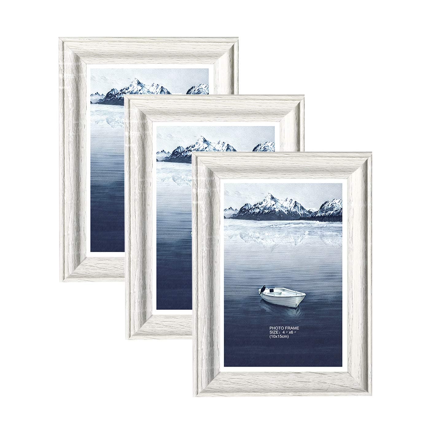 Metrekey Photo Frames 3 Pack Picture Frame with High Definition Glass for Desktop Display and Wall Mounting (Ivory White, 4X6)