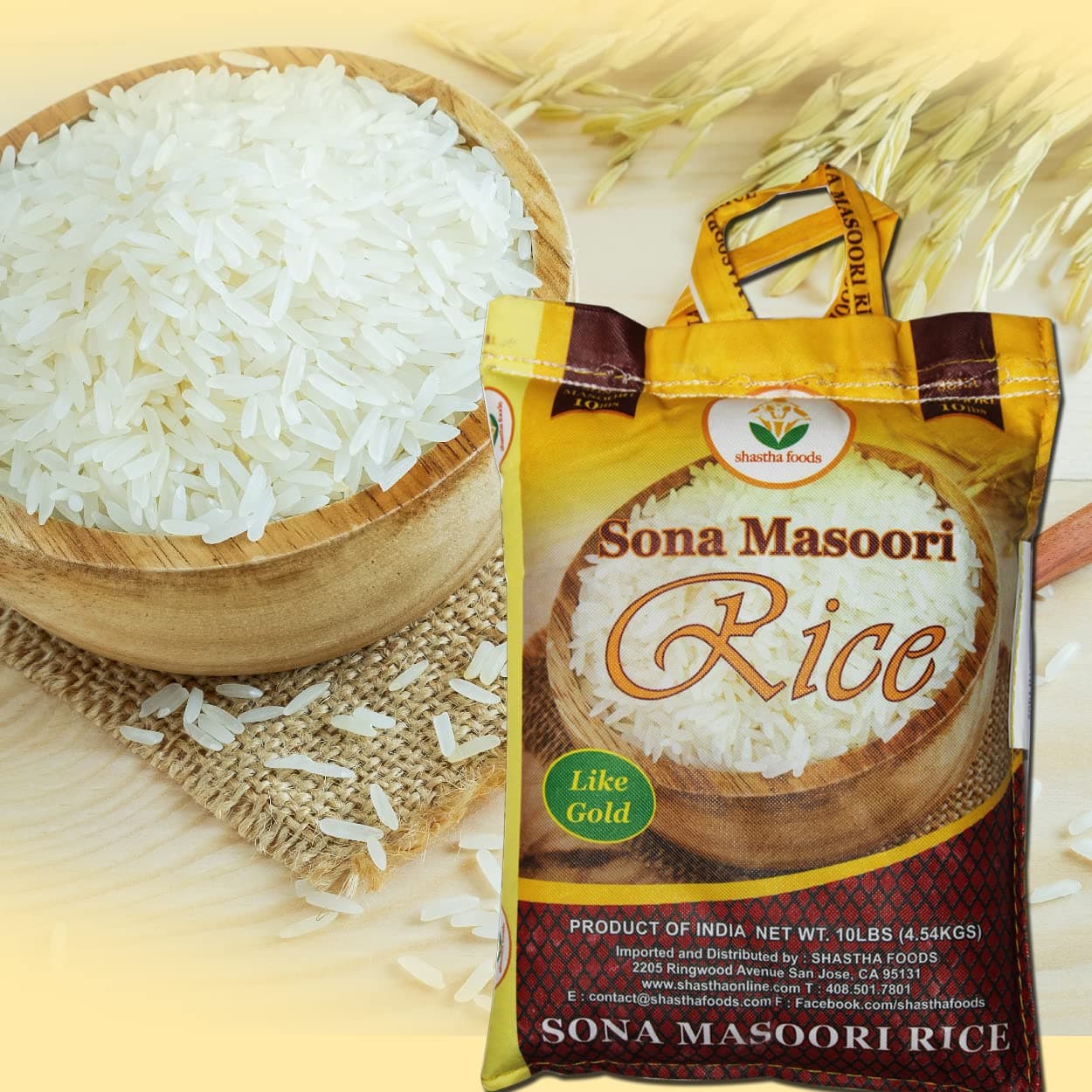 Sona Masoori Rice - 10 LBS (Pack of 2) (10 lbs x 2 Bags) T-L