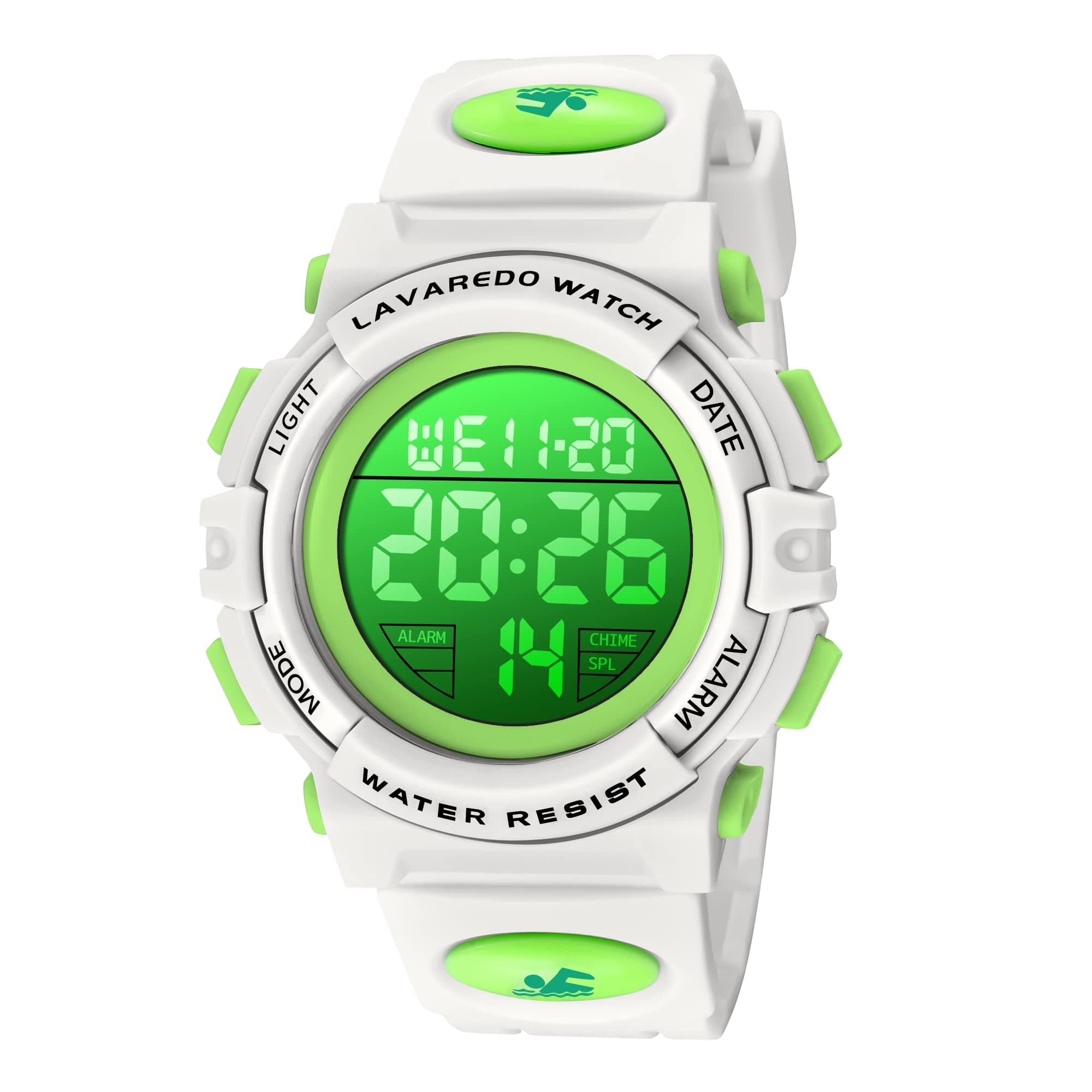 Kids Watch, Boys Watch for 6-15 Year Old Boys, Digital Sport Outdoor Multifunctional Chronograph LED 50 M Waterproof Alarm Calendar Analog Watch for Children with Silicone Band, Cs-WhiteMint