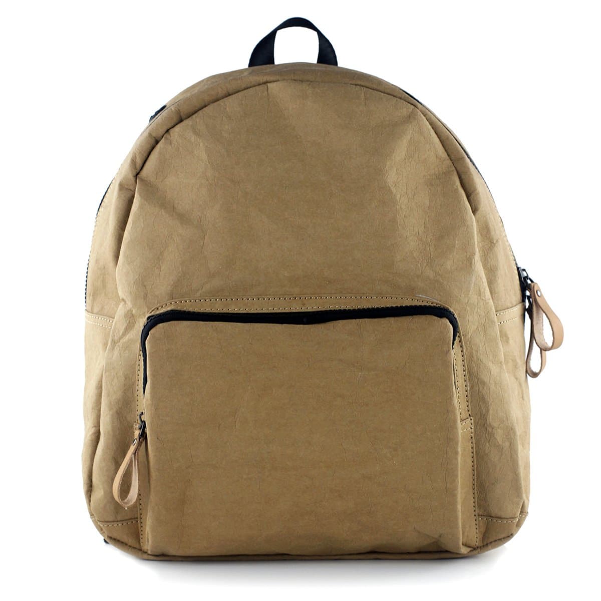 Men Women Classic Handcraft Washable Kraft Paper Zipper Backpack School Bag Loptop Bag (brown)